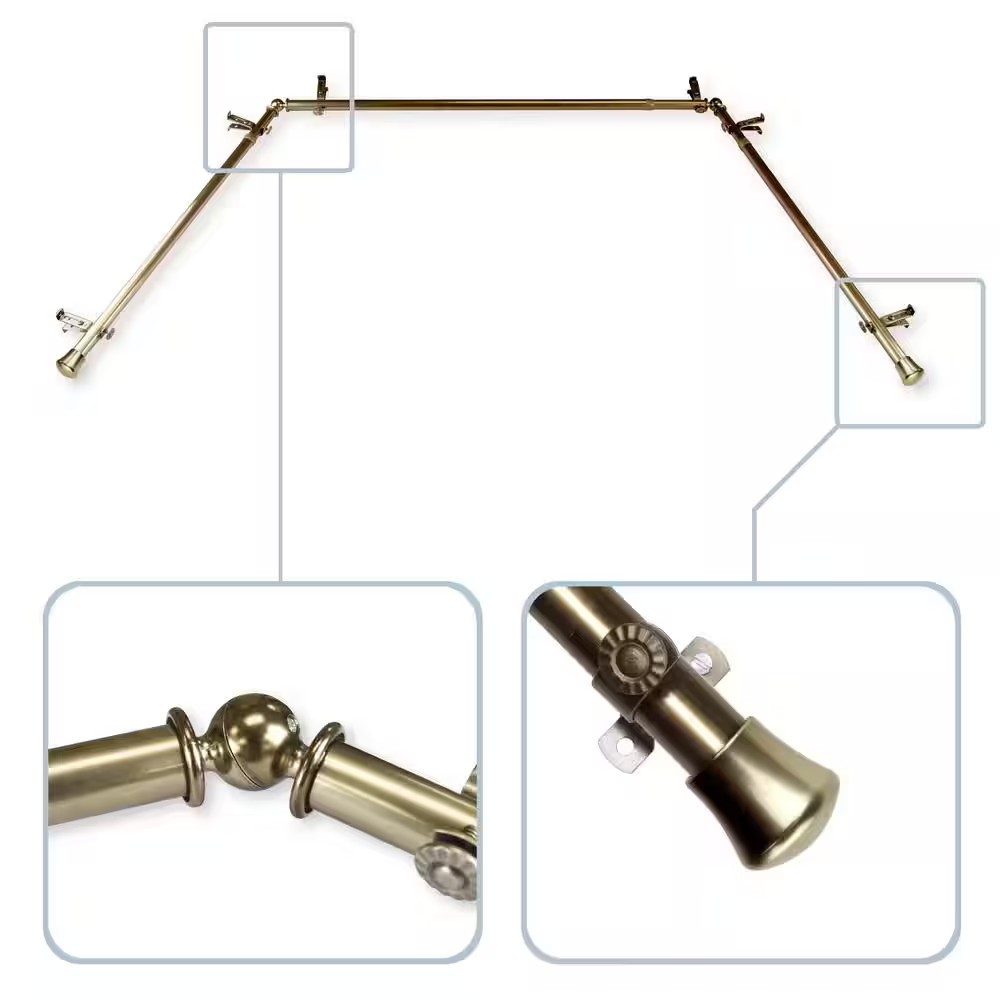 13/16 In. Bay Window Single Curtain Rod 20 In. In. – 36In., 38 In. – 72 In. in A