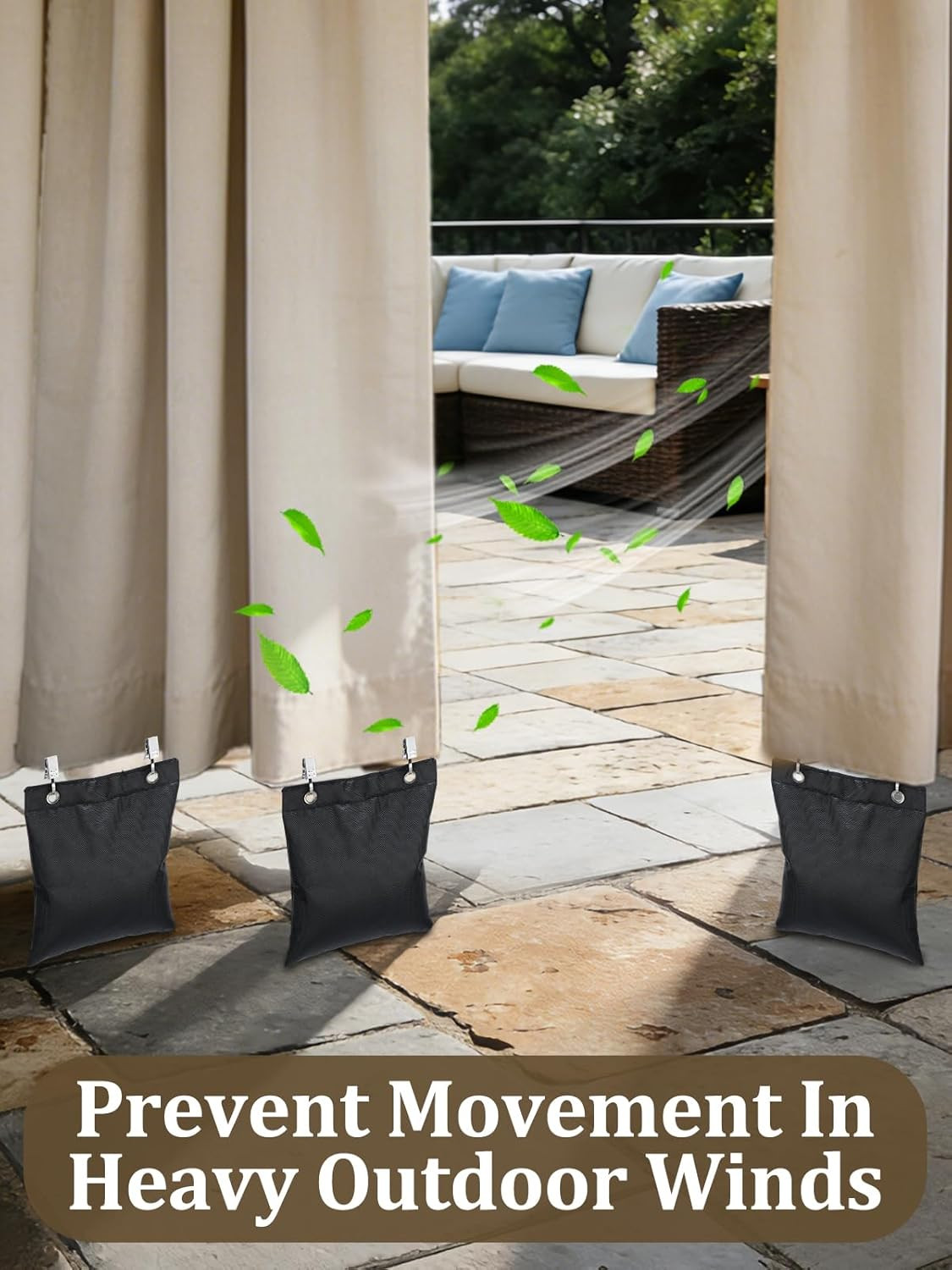 Pre-Filled 17.6 Oz Outdoor Curtain Weights- 4 Pack Wind Resistant Oxford Weight