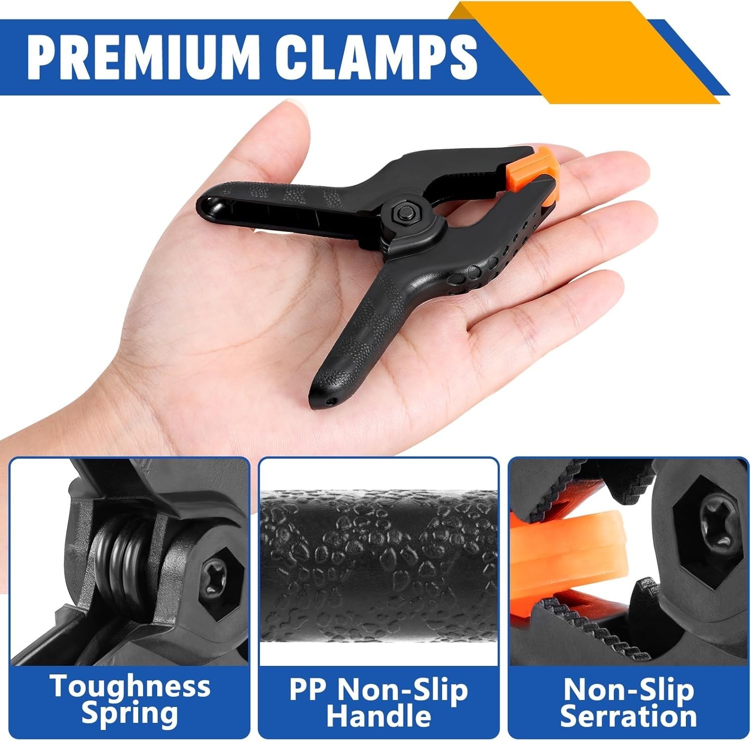 24 Pack 3.5 inch Plastic Spring Clamps, Black Heavy Duty Clips, Backdrop Clip…