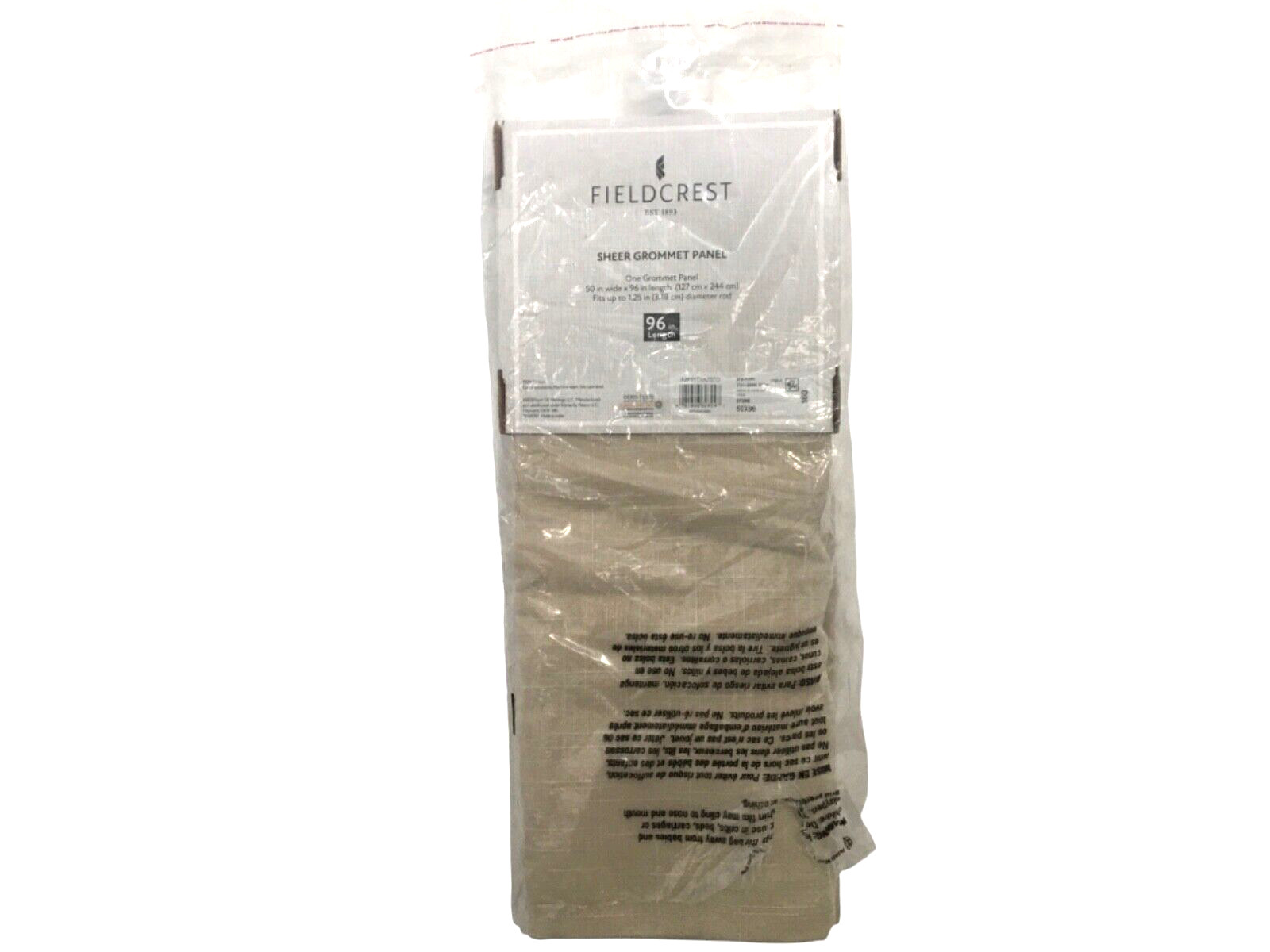Fieldcrest Arden Cotton Sheer Curtain Grommet Stone Cream 50in x 96in One Panel