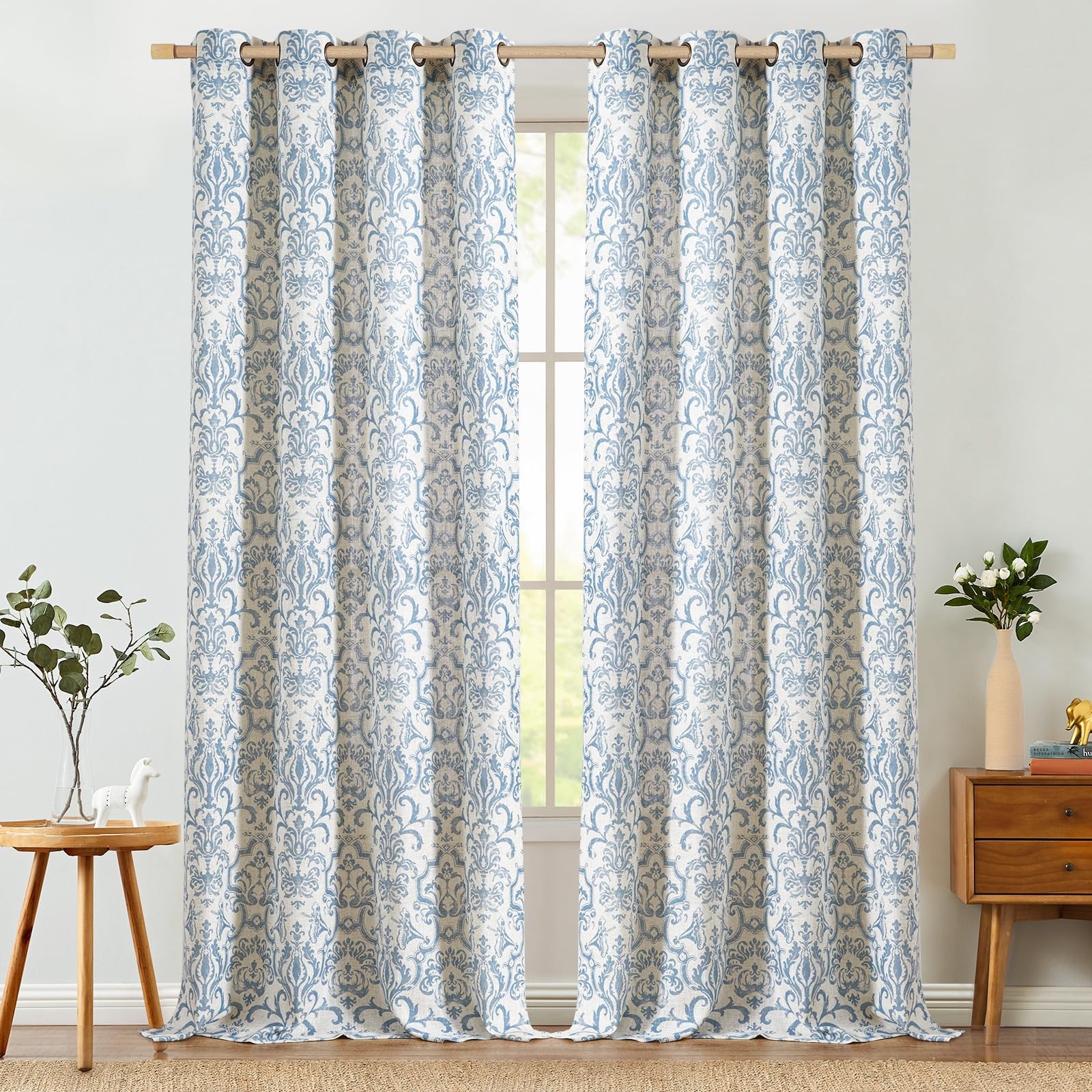 Jinchan Curtains Bedroom Light Filtering Curtains 90 Inch Length 2 Panels Set