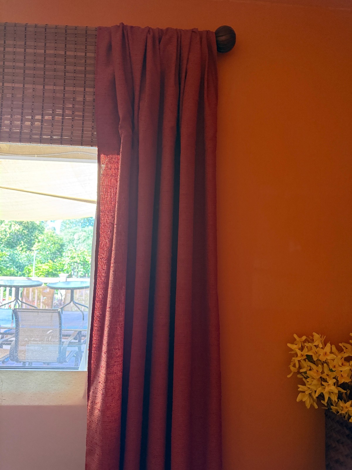 Window Curtains a pair of panels Boucle fabric. Deep orange. 90″x56″ 2 panels