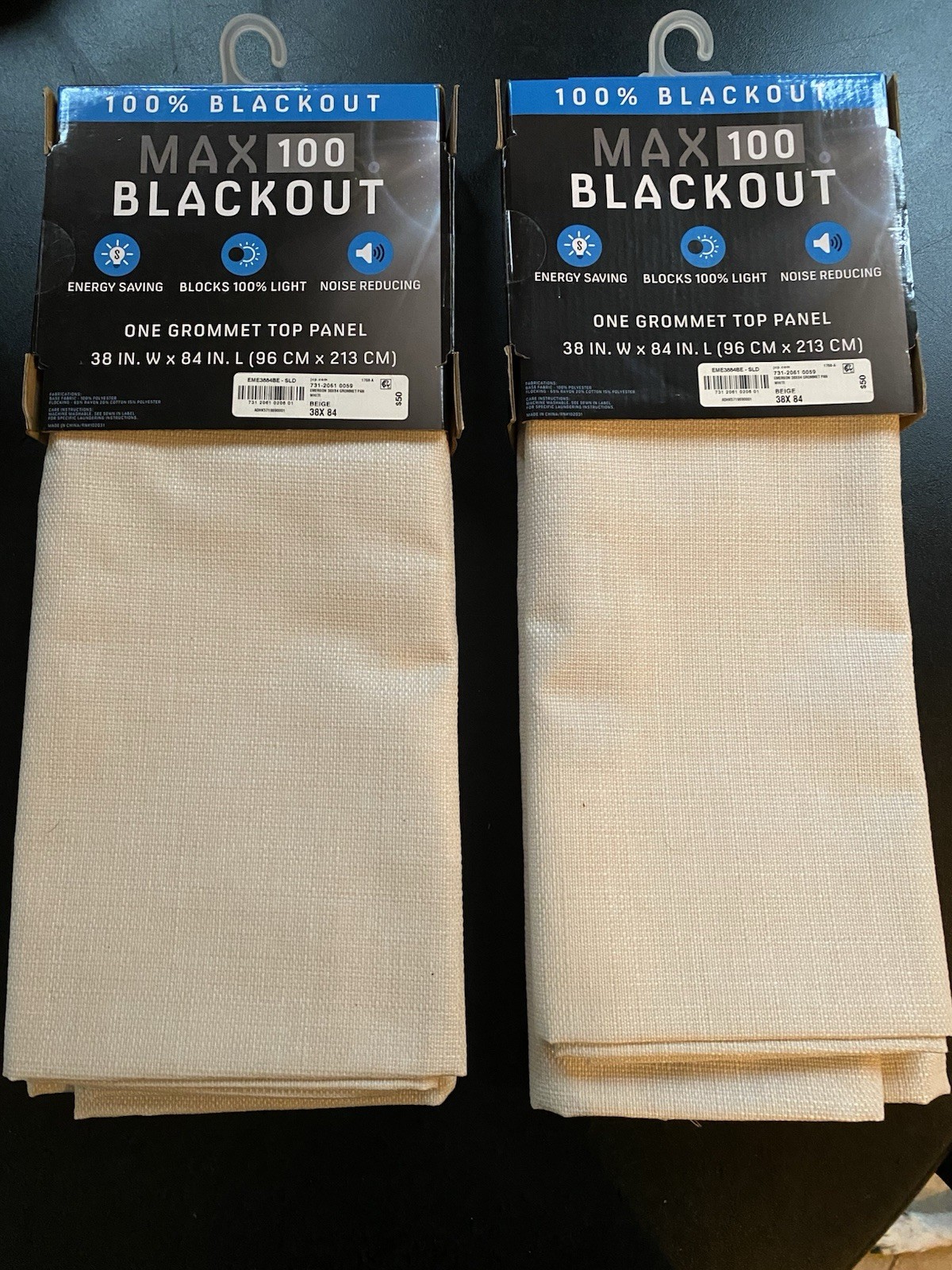 2 Max 100% Blackout Emerson Solid Grommet Top Curtain Panel Beige 38″ x 84″