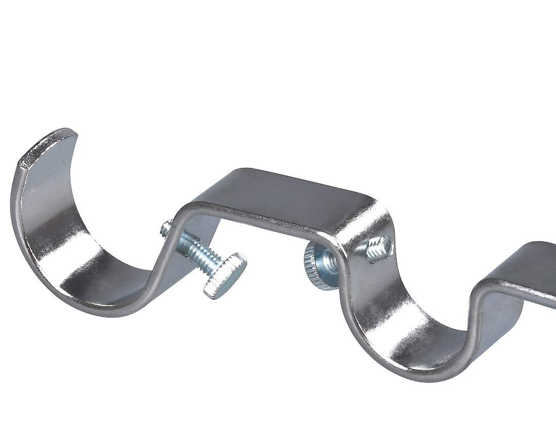 JUSHENG Dual Curtain Rod Hanging Brackets Havy Duty 3Pcs – Satin Nickel Metal…