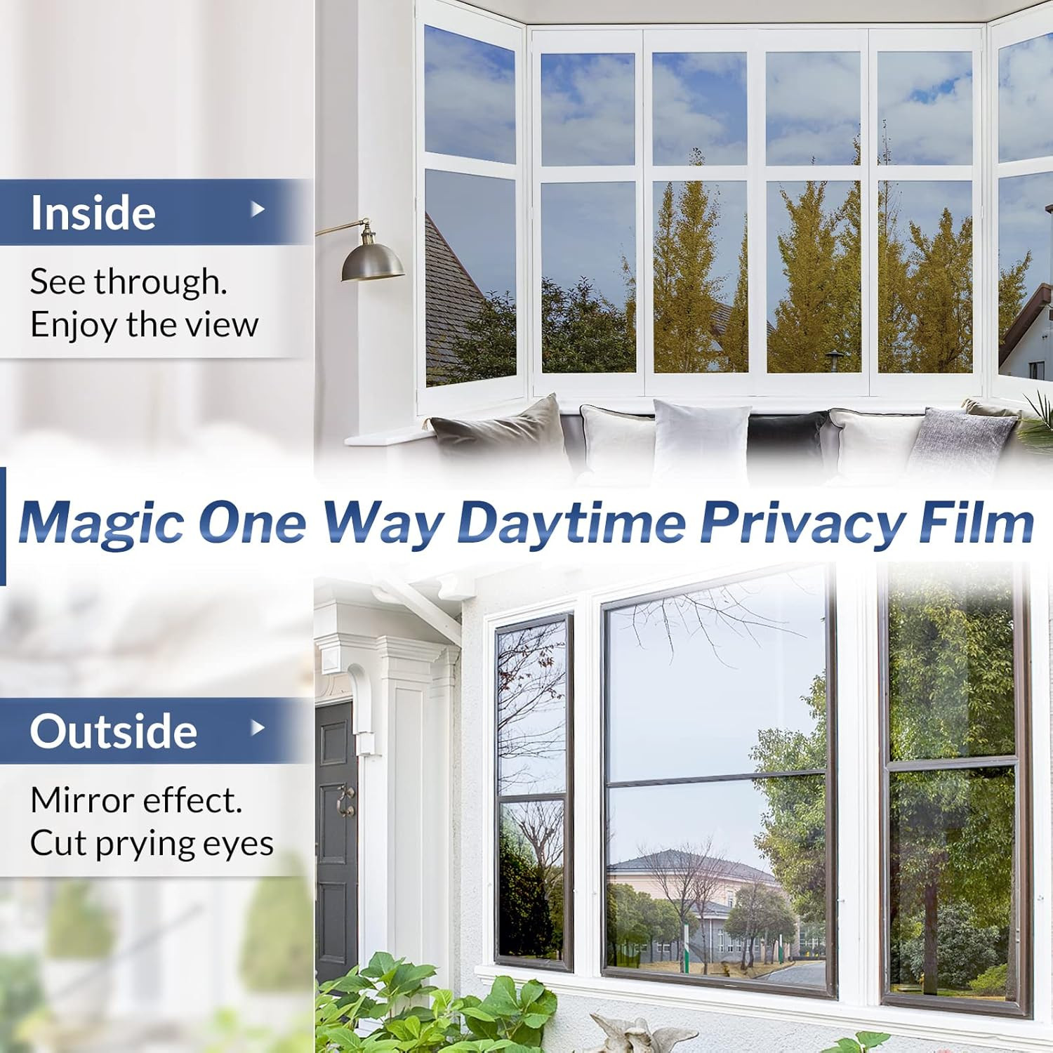 One Way Mirror Privacy Reflection Window Tint Film Reduce Heat & Energy Saver