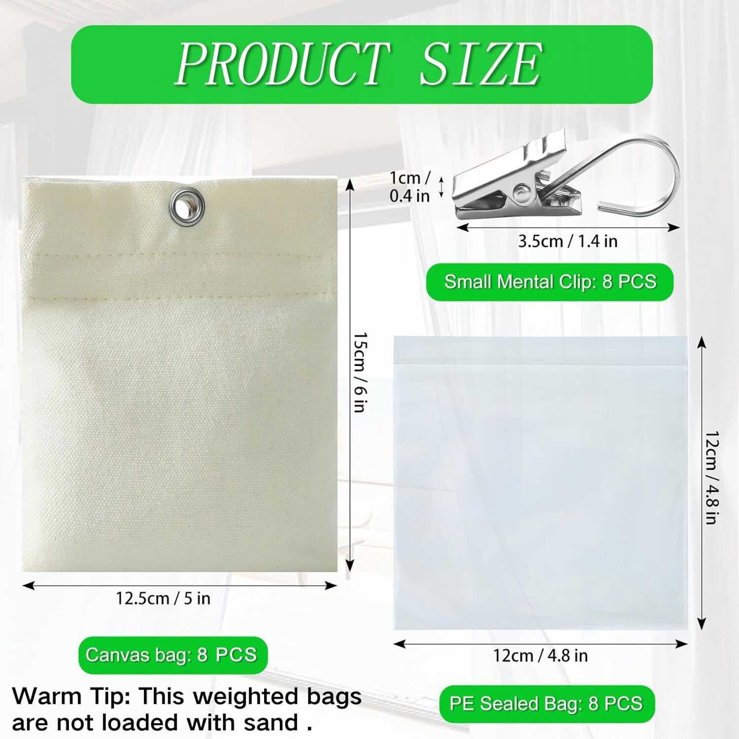 8Pack Outdoor Curtain Weights Curtain Sandbag Weighted Bags Patio Curtain Weight