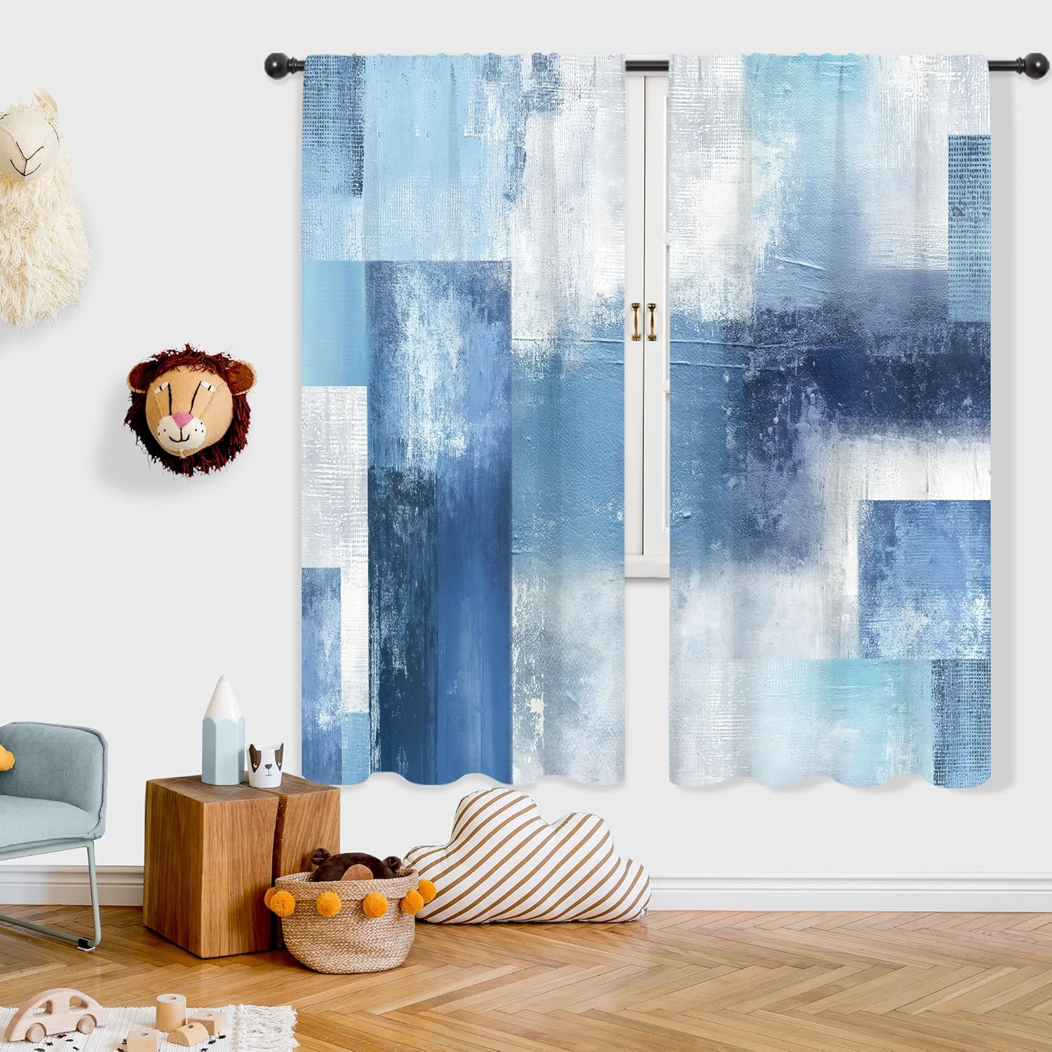 Navy Blue Abstract Modern Curtains Contemporary Cool Mens Rustic Contemporary Ae