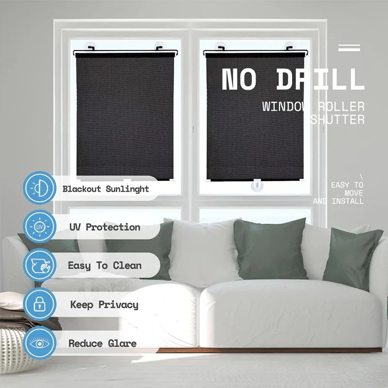 Black Out Blinds Roller Drilling Drill Blackout Shades Curtain Rollers for Windo