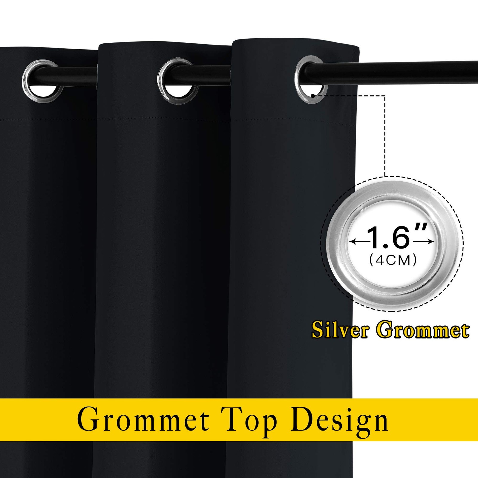 Blackout Curtains 78″ Long, 2 Panels, Thermal Insulated, Grommet, Bedroom Use