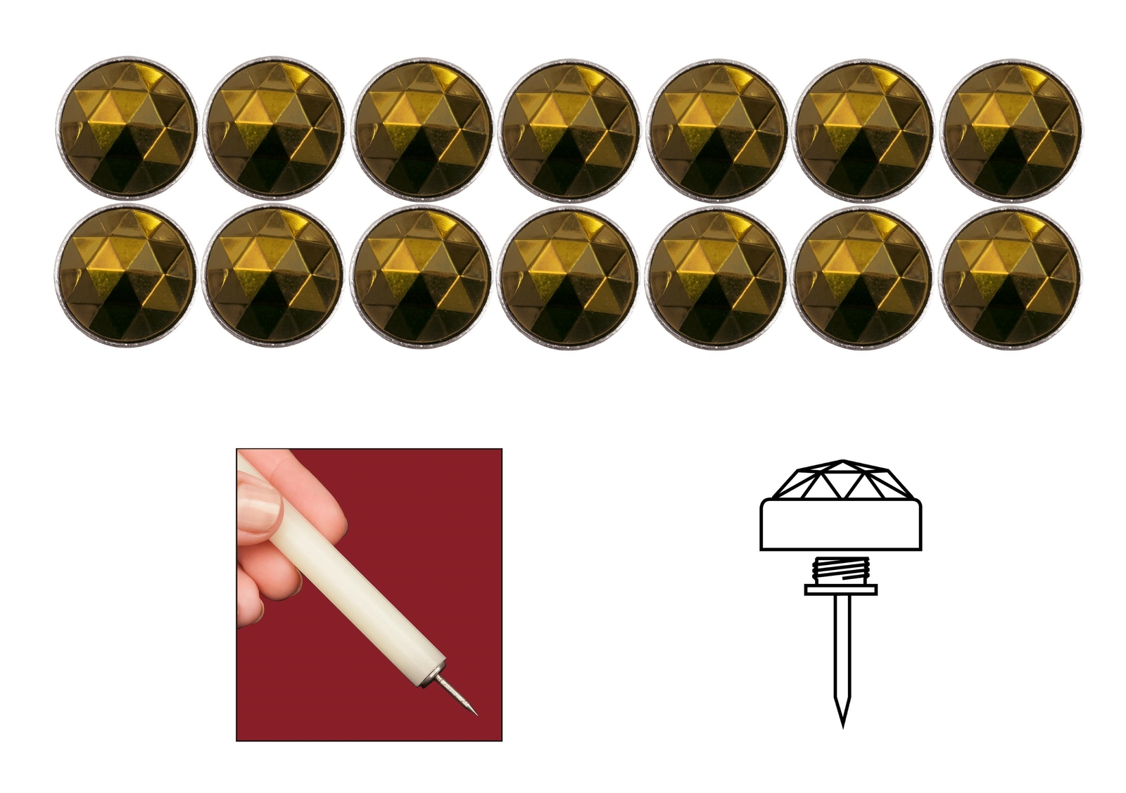 Brazilian Glow Diamond Head Genuine Bohemian Crystal Upholstery Tacks -14 Pack