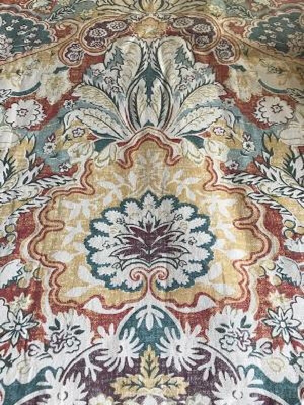 Pottery Barn Celeste Drapes Set 2 Warm Rust 50x 84 Damask Curtains Pair Rare🦩