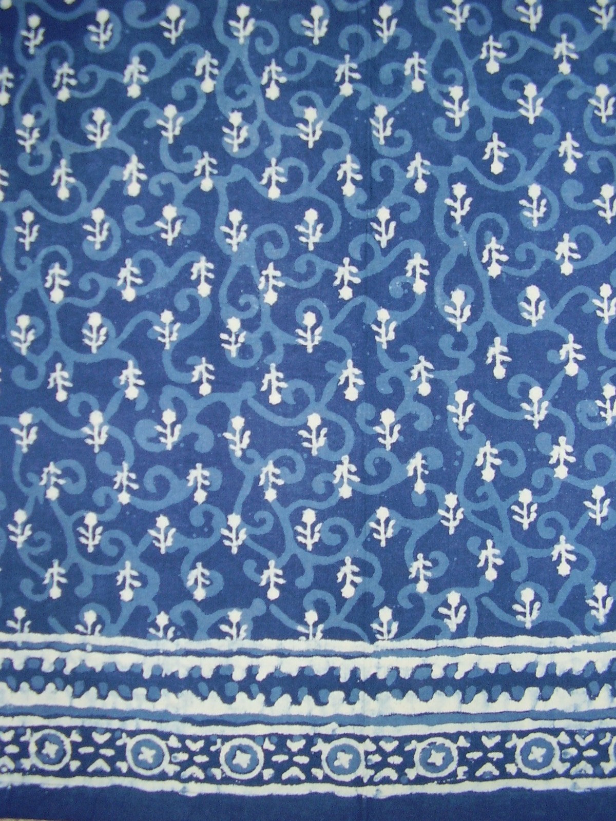 Dabu Dye Block Print Curtain Drape Panel Cotton 46″ x 88″ Indigo Blue