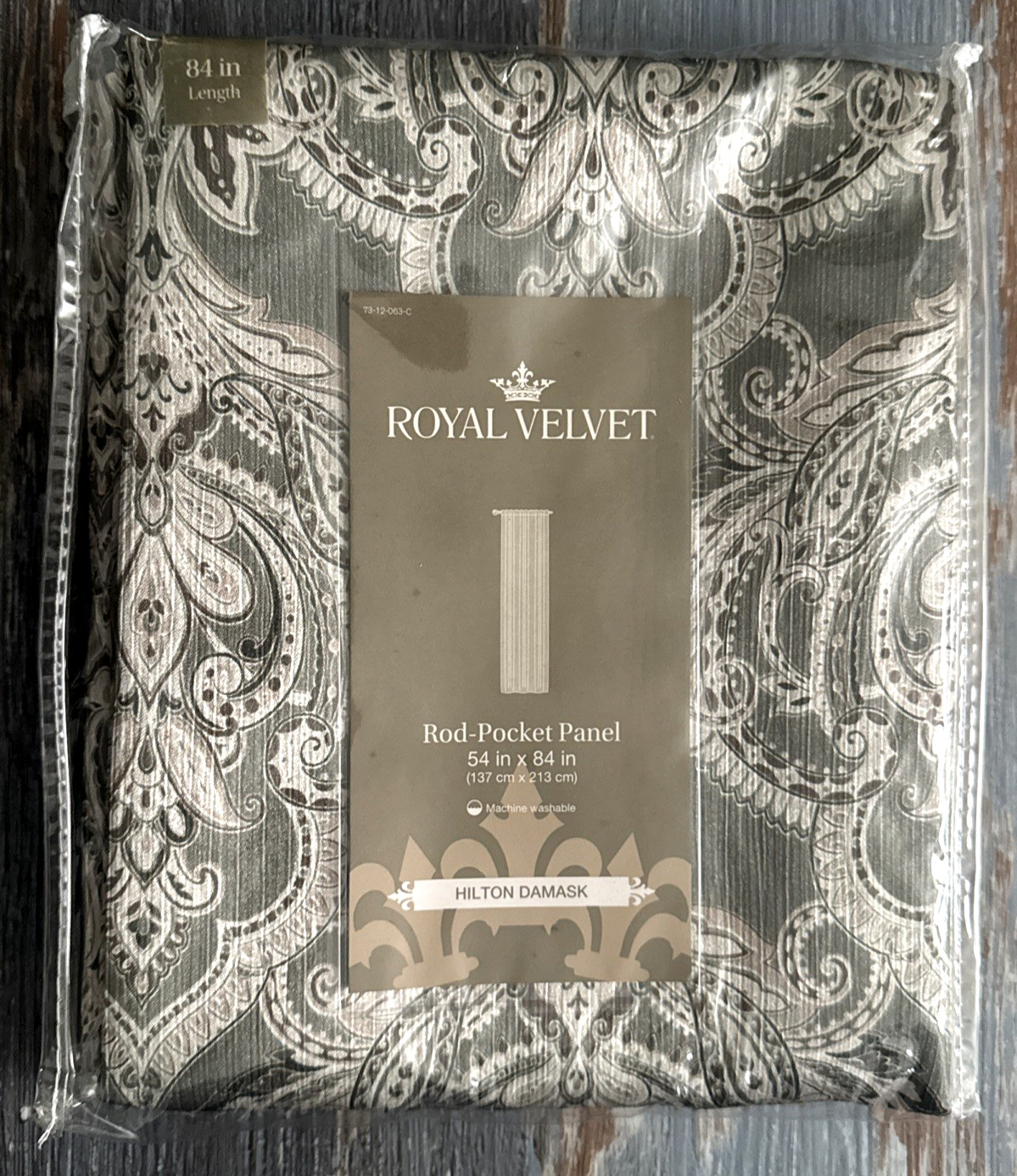 Royal Velvet Hilton Damask Rod Pocket Panels Pair 54″x84″ Evening Sage Green NEW
