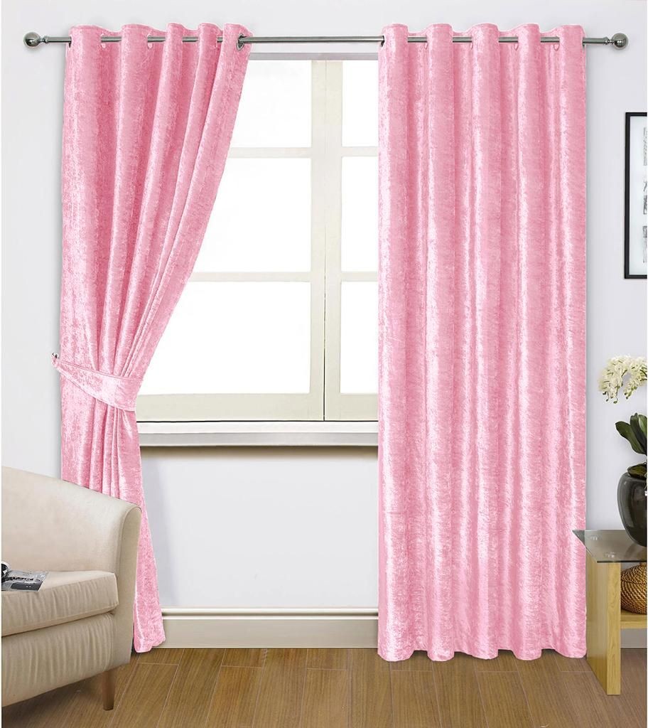 CRUSHED VELVET Curtains Pair of EYELET Ring Top Heavy Fully Lined Ready to Hang