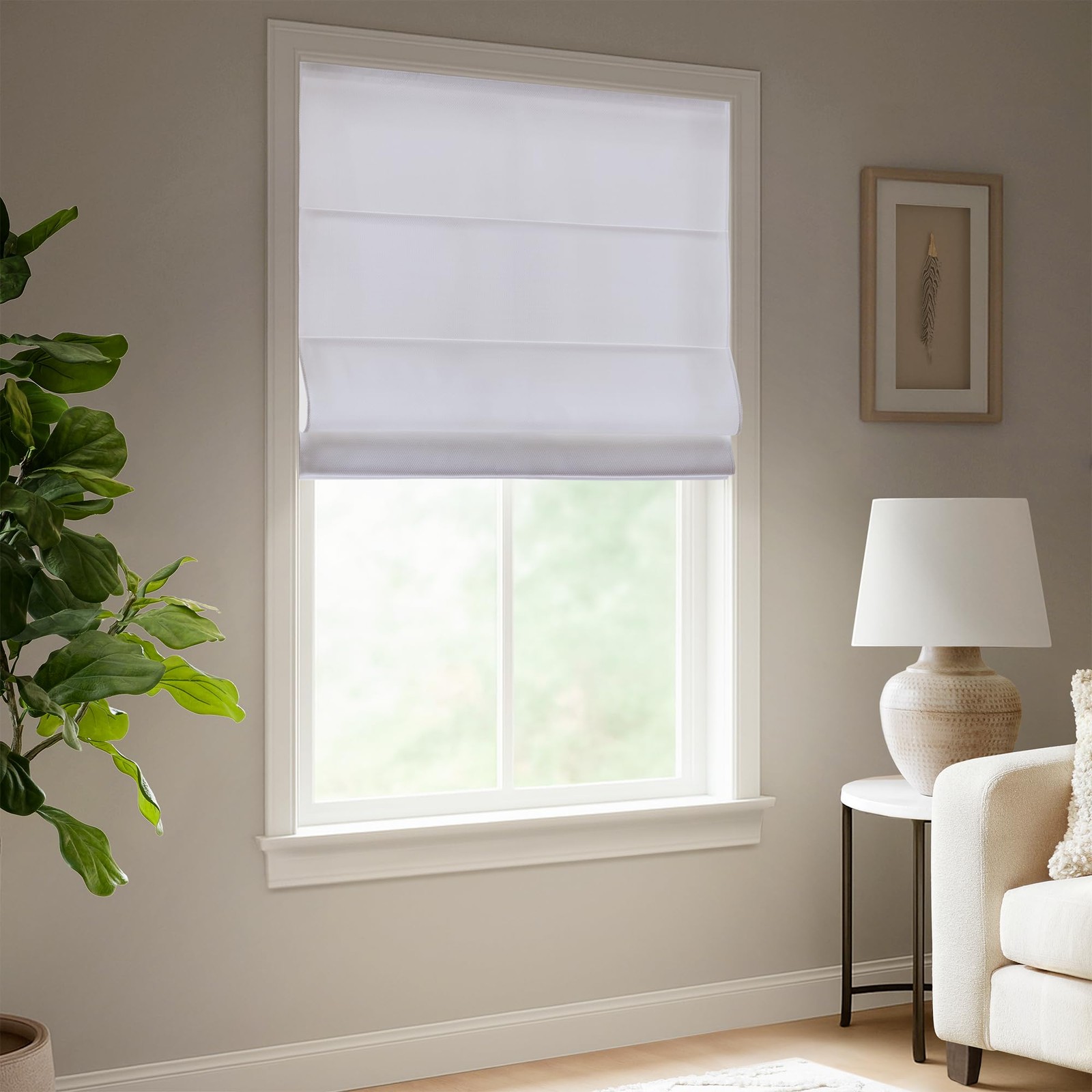 Madison Park Galen Matte White Cordless 35″W x 64″H, Basketweave