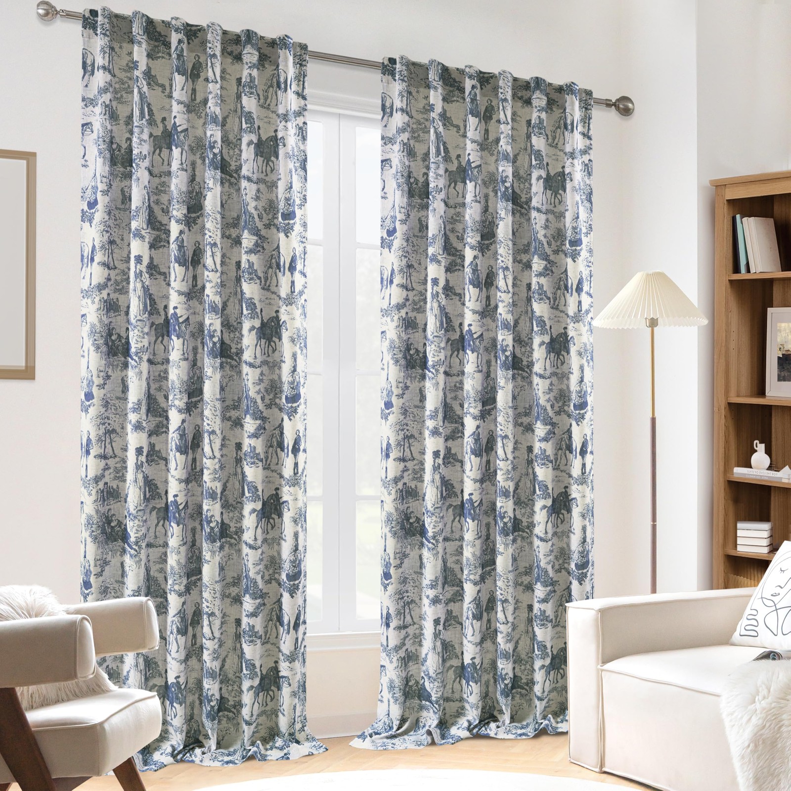 Driftaway 100 Blackout Toile Linen Curtains For Bedroom Double Layer Farmhouse