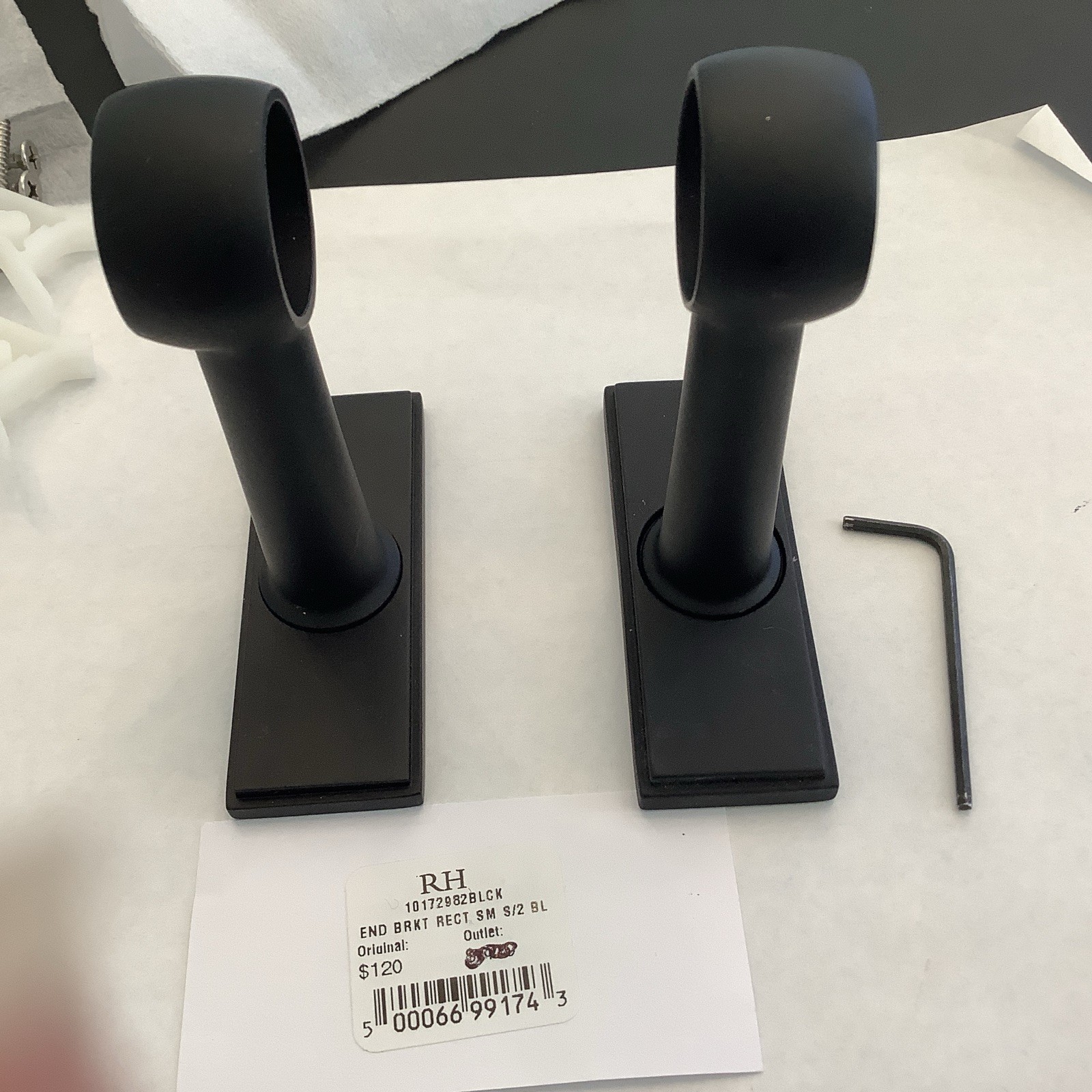 Restoration Hardware Easton End Bracket Rectangular Matte Black Small- Pair