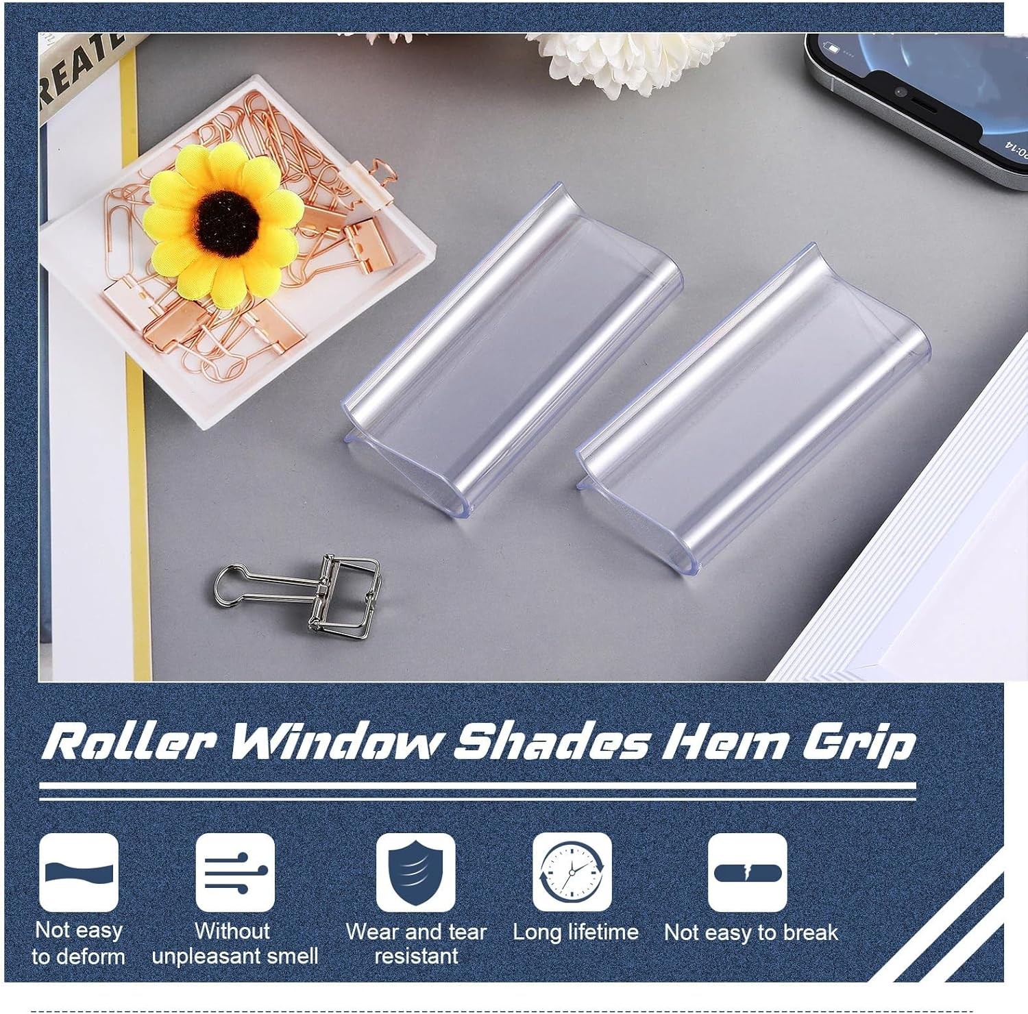 4 Pieces Window Shade for Roller Pull Down Shades 3.35*1.6 inch, Clear