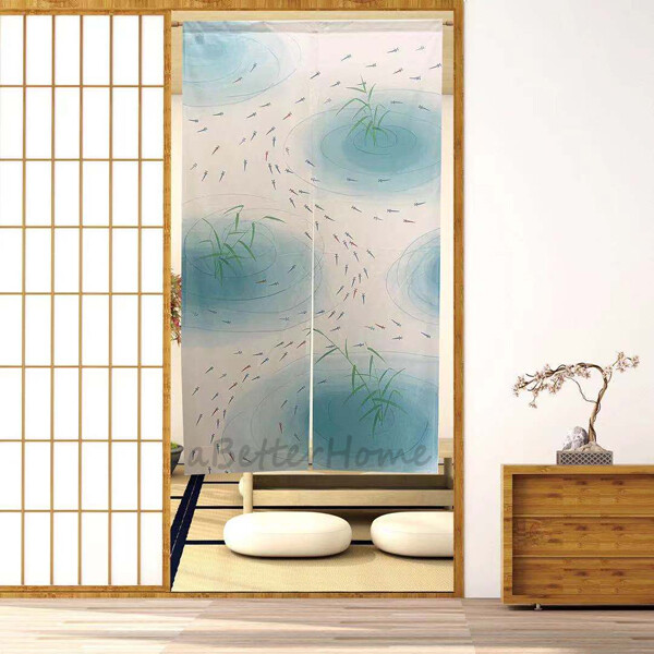 Small Fish Pattern Japanese Noren Doorway Curtain Door Divider Hanging Drapes