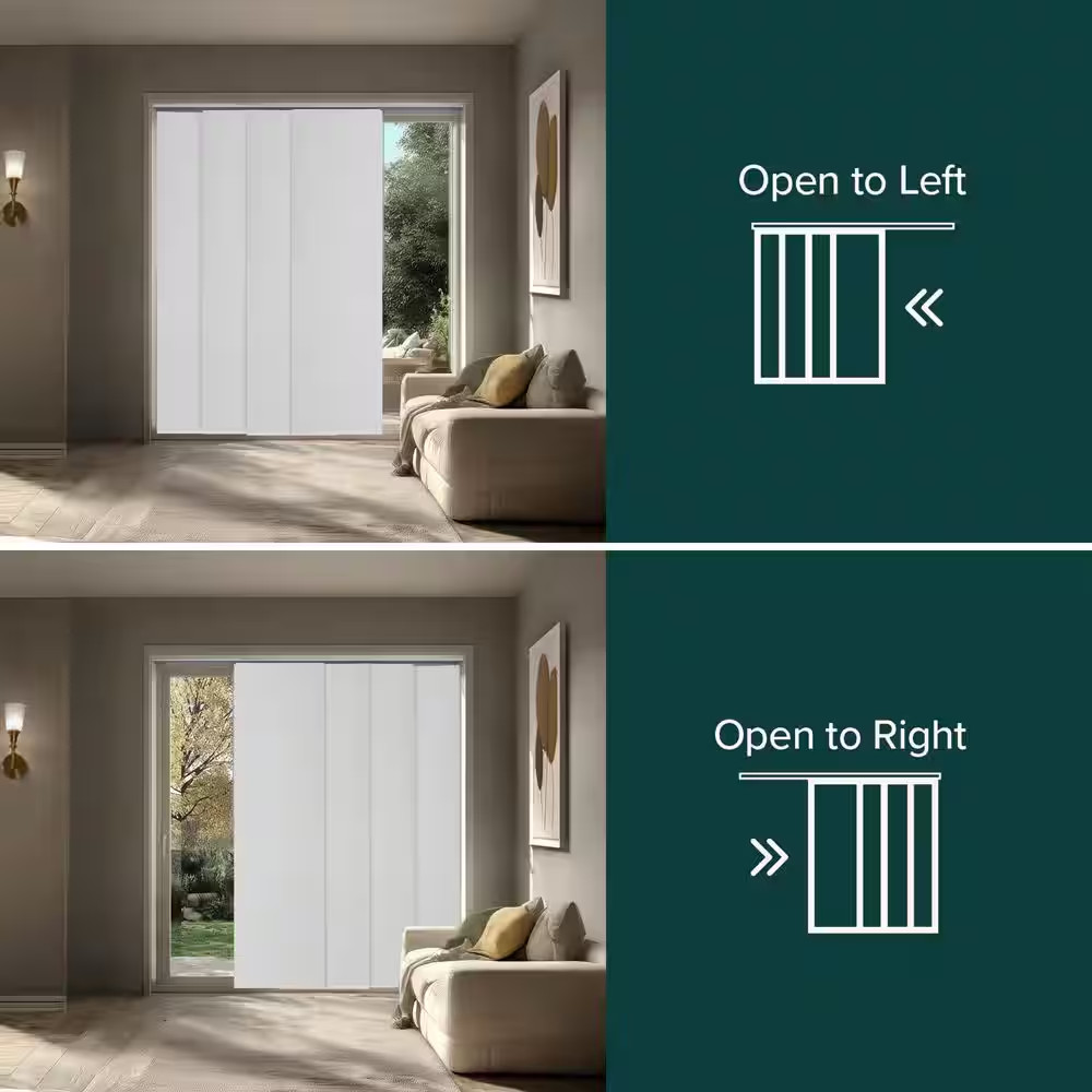 Movie Night Cut-To-Size White Blackout Adjustable Sliding Panel Track Blind with