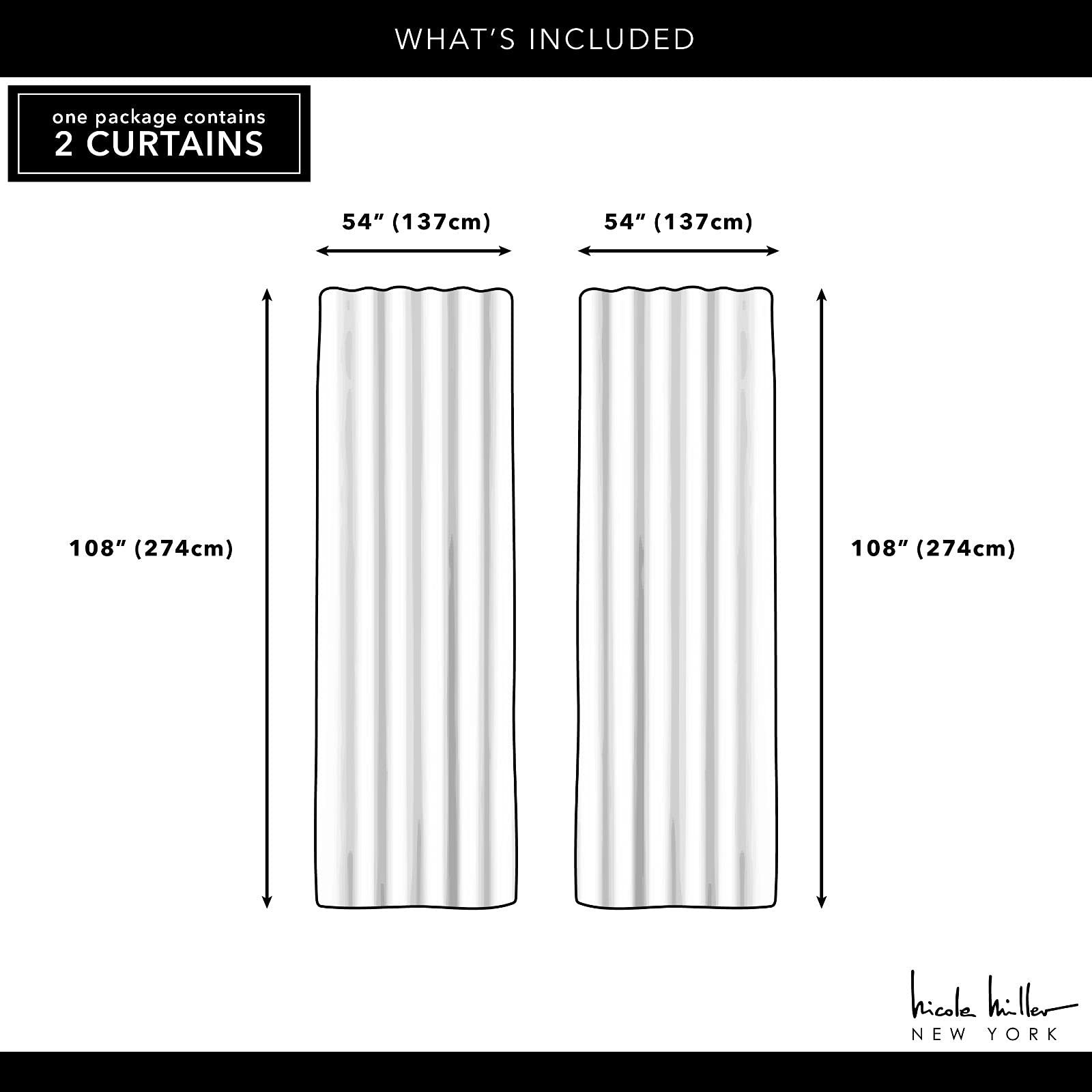Hexa Geometric Print Light Filtering Curtain Panels, 54″x108″, Natural, 2-Pack