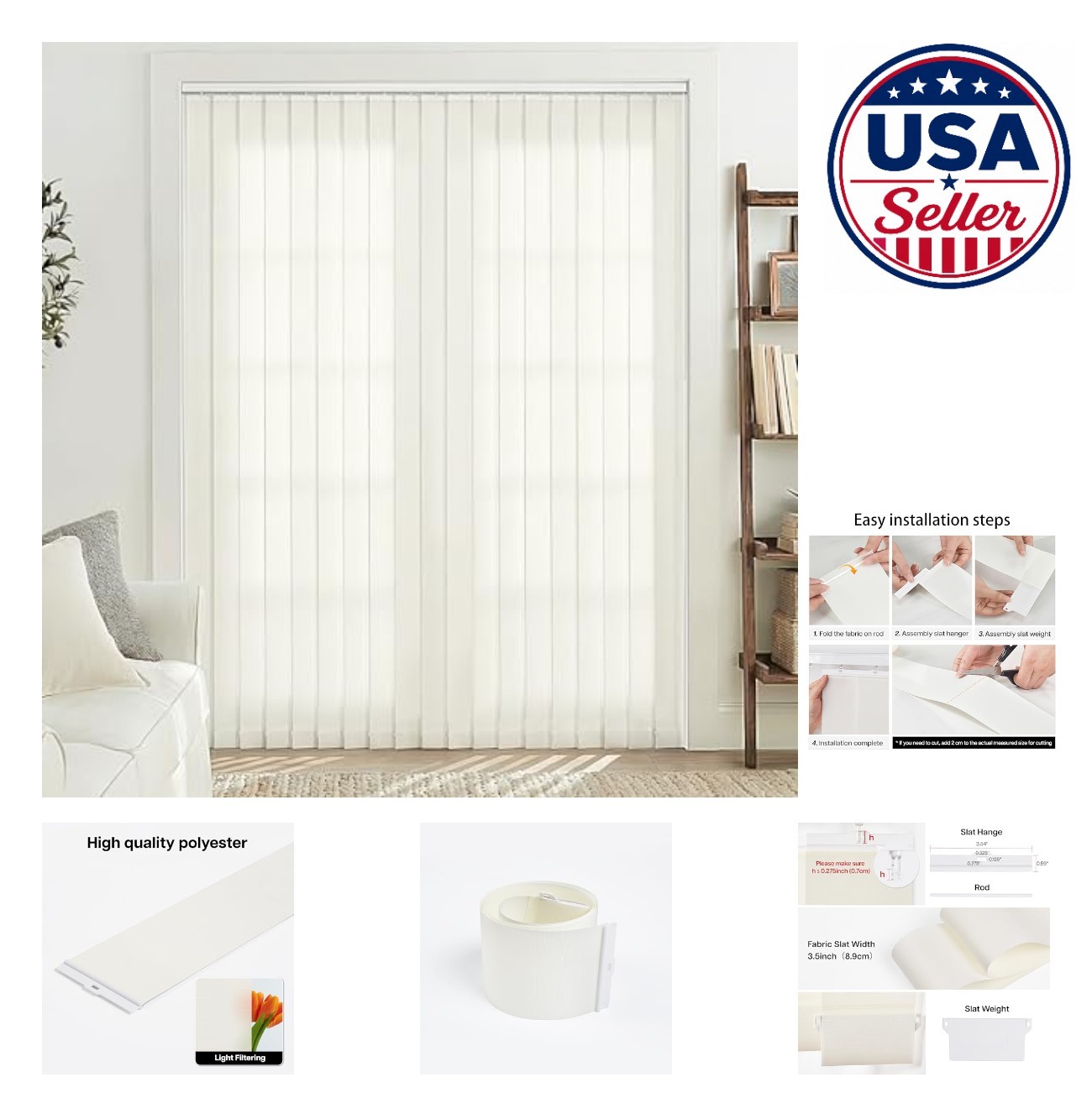 Vertical Blinds Replacement Slats 25 Pack 82.5 Inch 3.5 Inch Light Filtering