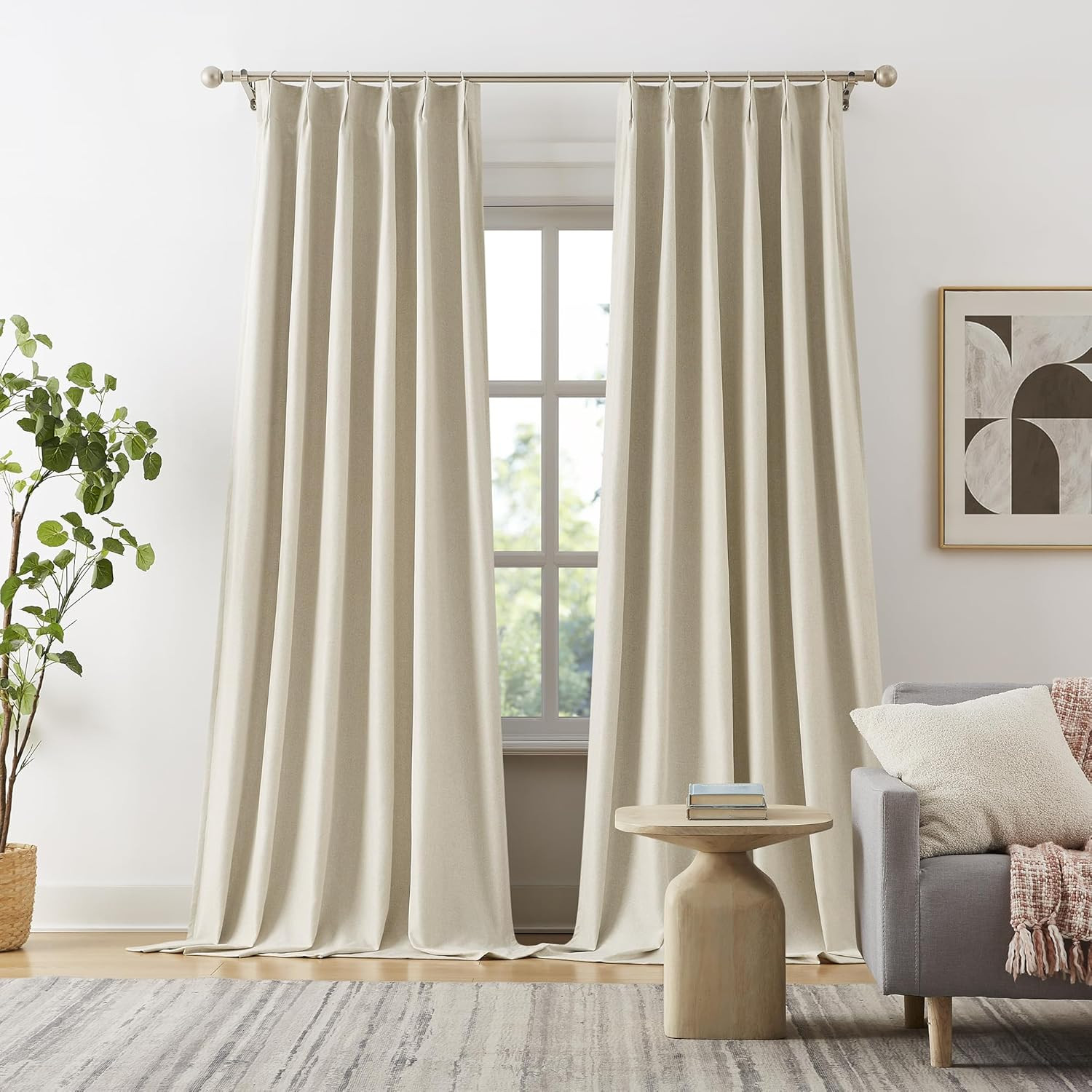 Extra Long Blackout Curtains 132″ for Large Windows – 2 Panels, Sound Absorbing