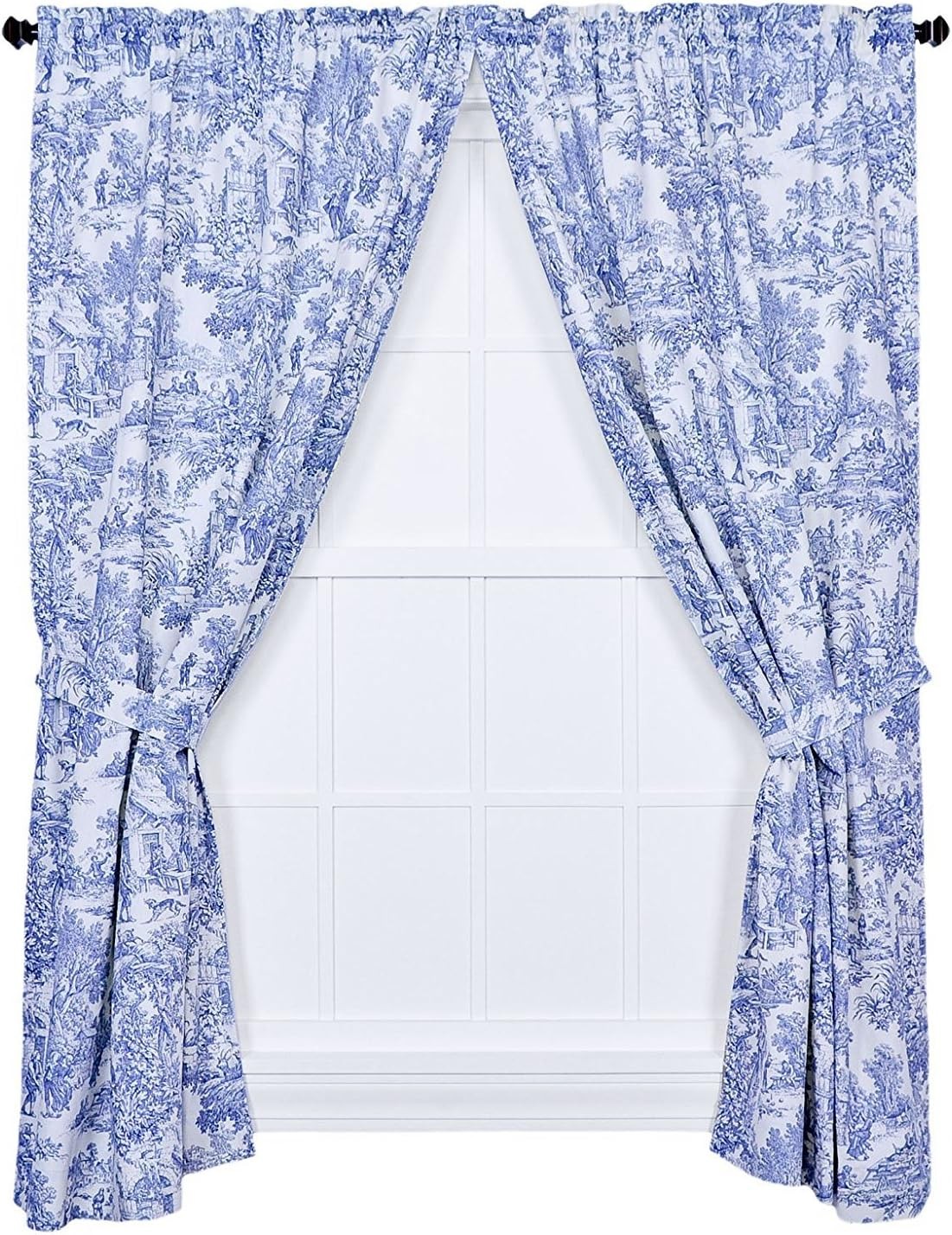 Victoria Park Toile 68-Inch-by-54 Inch Tailored Panel Pair W/ Tiebacks Red