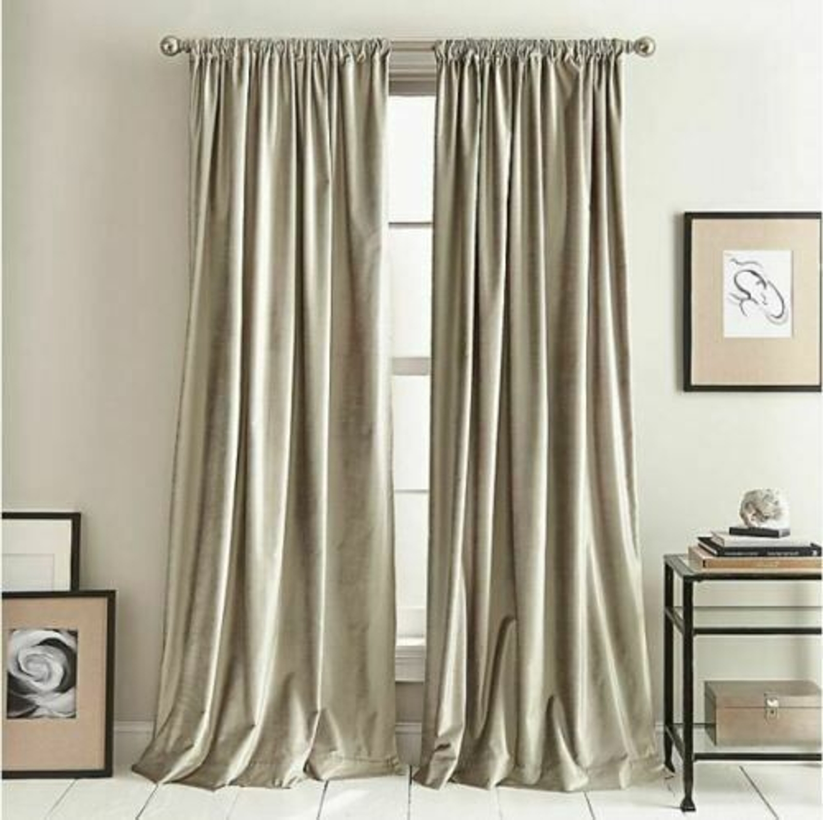DKNY Two 50″ x 84″ Pocket Panels Includes Lining Modern Knotted Velvet Champagne
