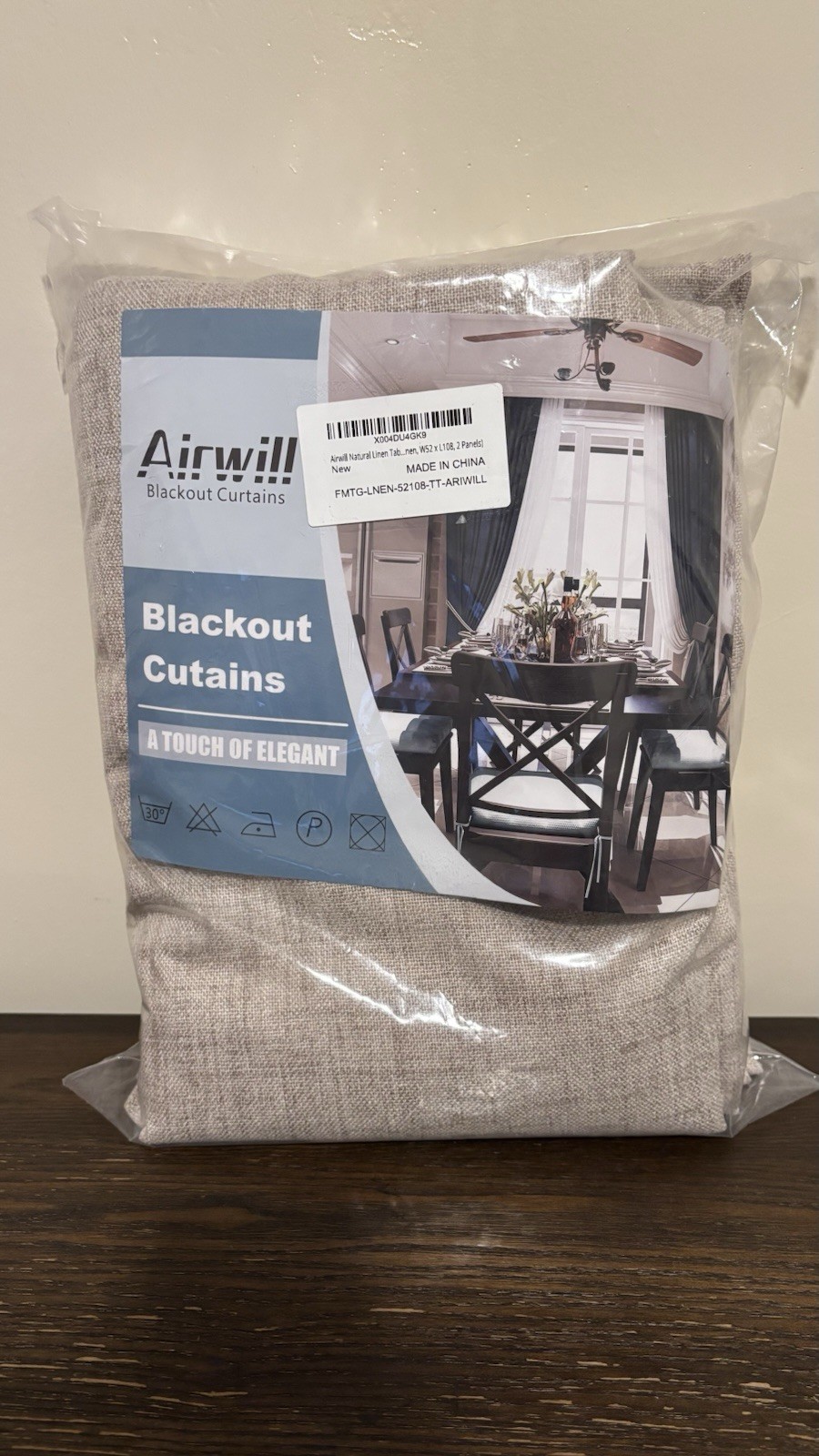 Airwill Blackout Curtain 2 Panels Beige 52”x108” Tab Top Linen Machine Wash