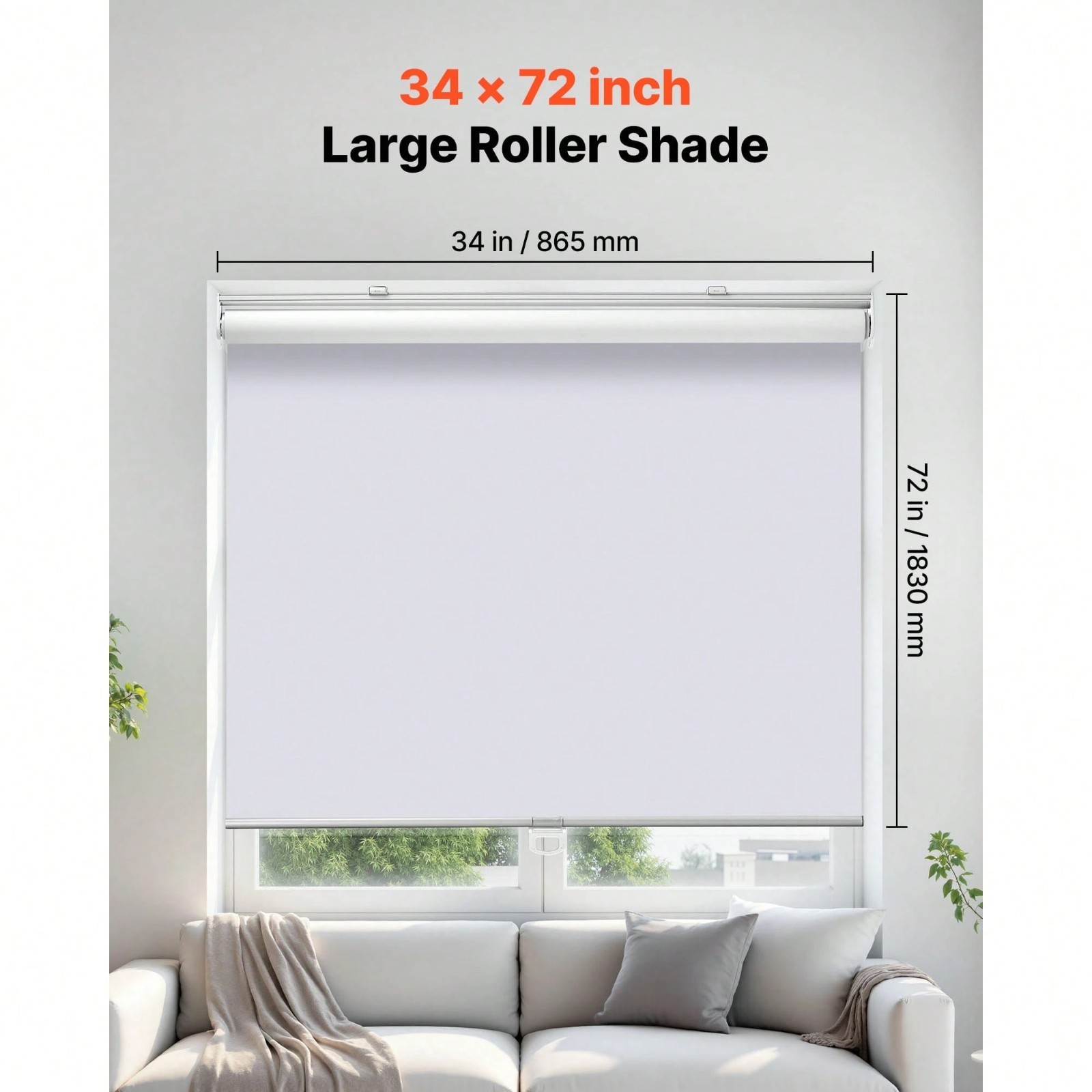 34×72 Cordless Blackout Roller Shades Thermal Insulated Window Blinds
