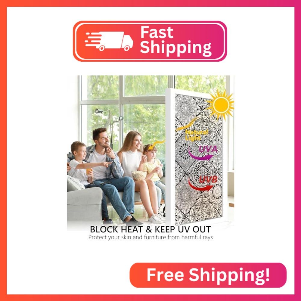 DKTIE Geometric Line Frosted Glass Window Film Door Window Covering Day and Nigh