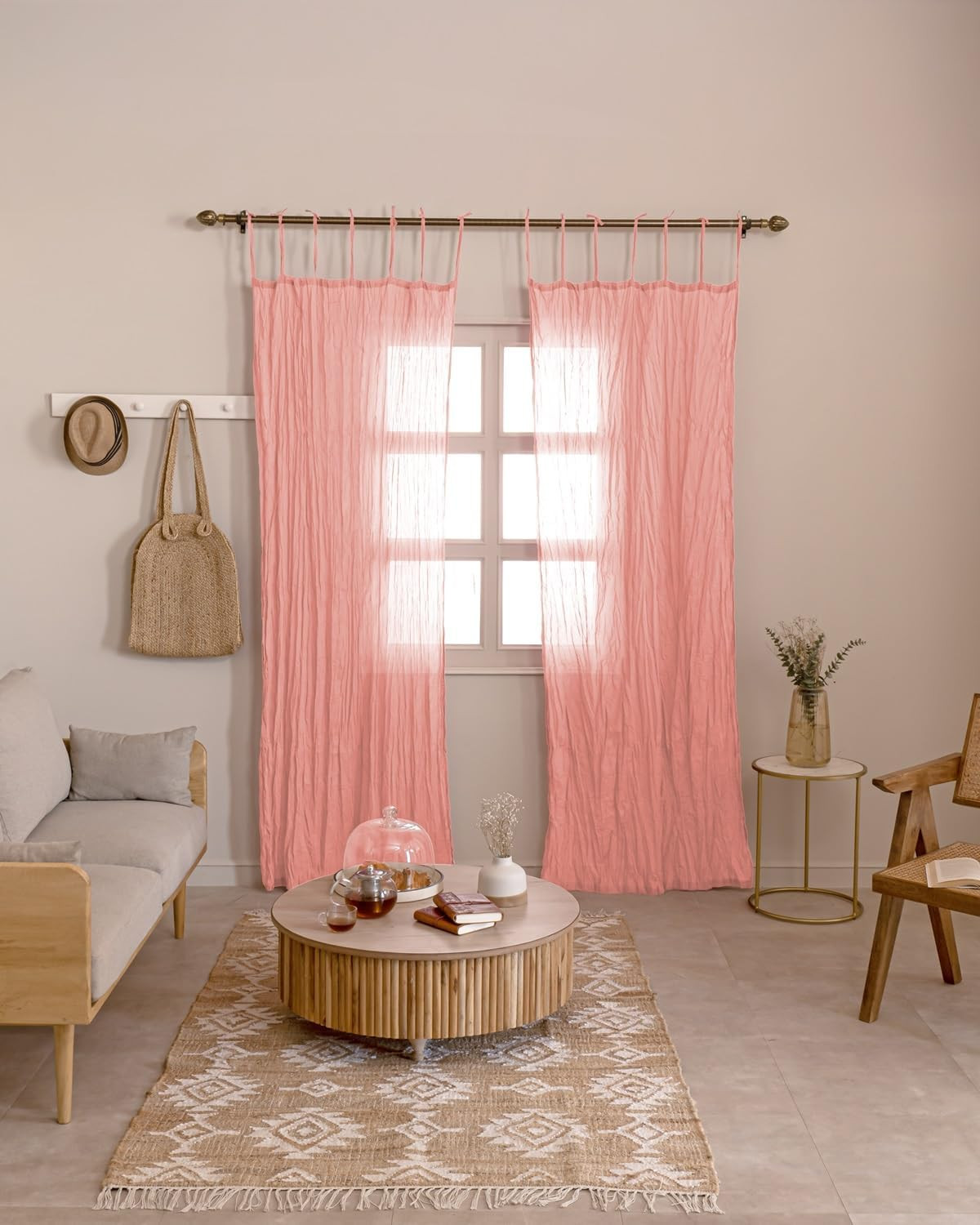 Cotton Sheer Crinkle Curtains 84″ Long for Bedroom Living Room 42″ Wide, Décor W