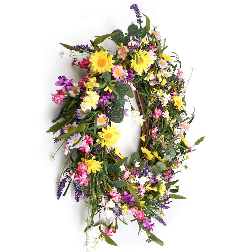 J’FLORU Spring Wreath 24 Inch Summer Wreaths for Front 24 inches, Lavender