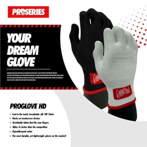 PROGLOVE HD Professional White Gloves for Vinyl Wrap, PPF, Tinting, Medium