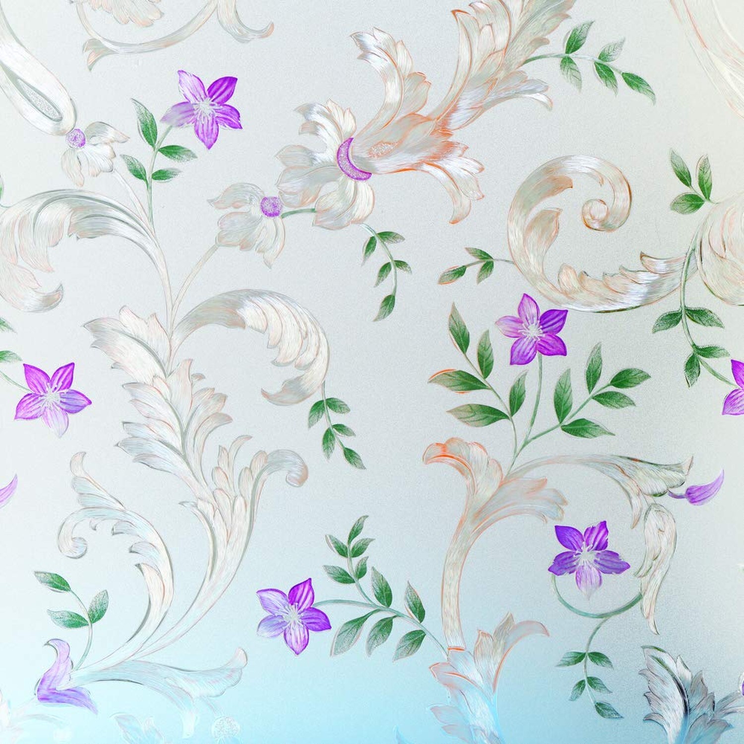 Decorative Window Film Etched Floral,Privacy Door Film,Static Cling Glass Fil…