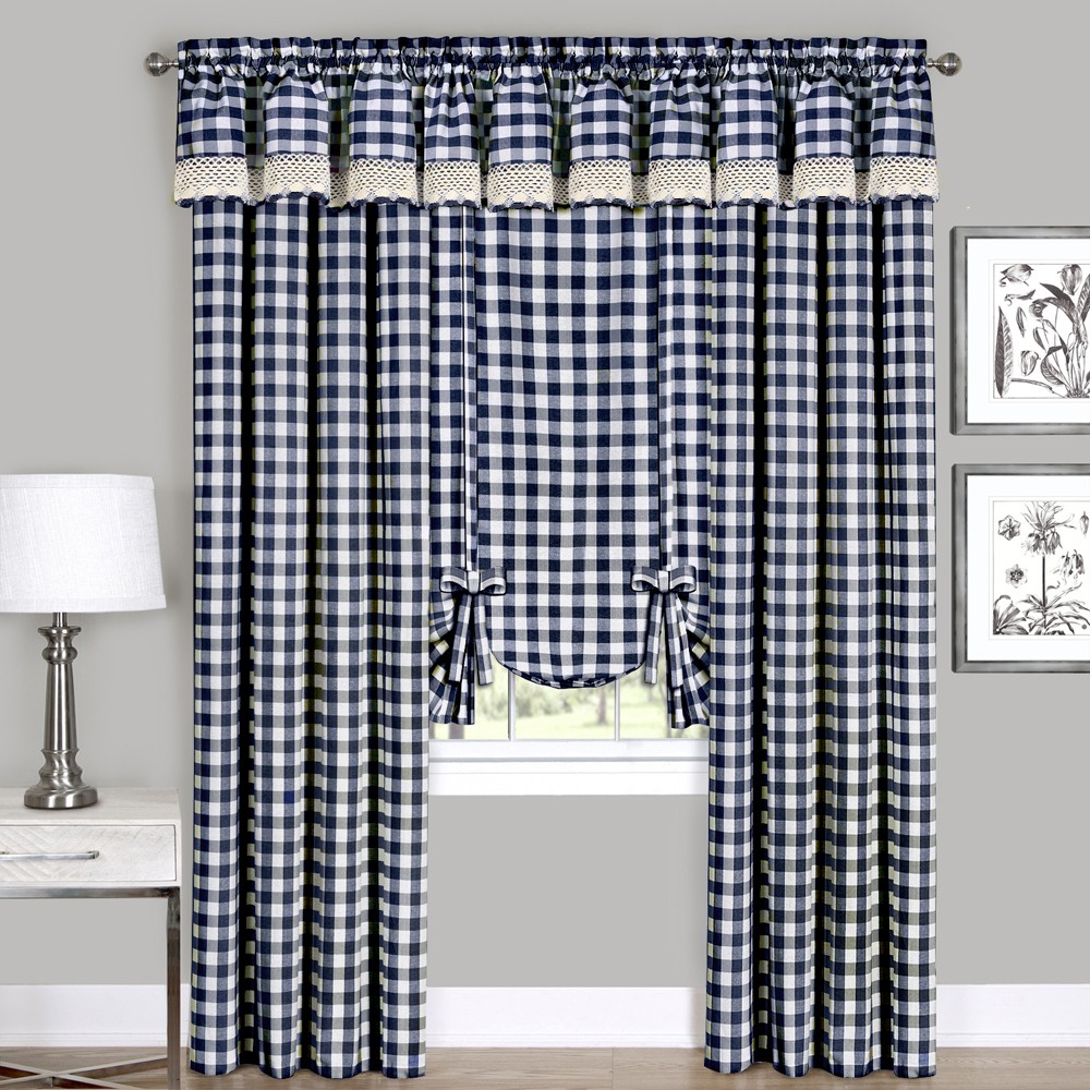 Achim Home Furnishing: Buffalo Navy Plaid Modern Window Curtain Panel : 42″ x