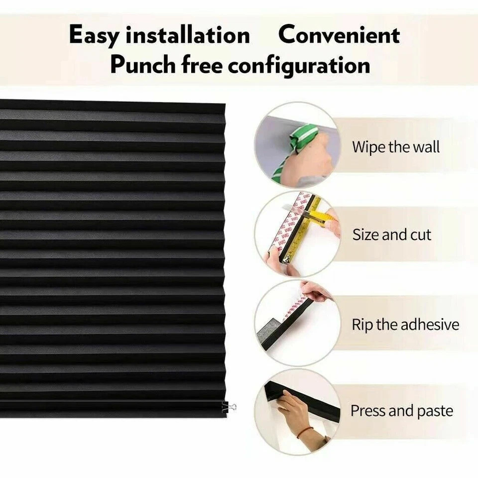 Pleated Window Paper Shades Light Filtering Blinds UV Half Blackout Curtain