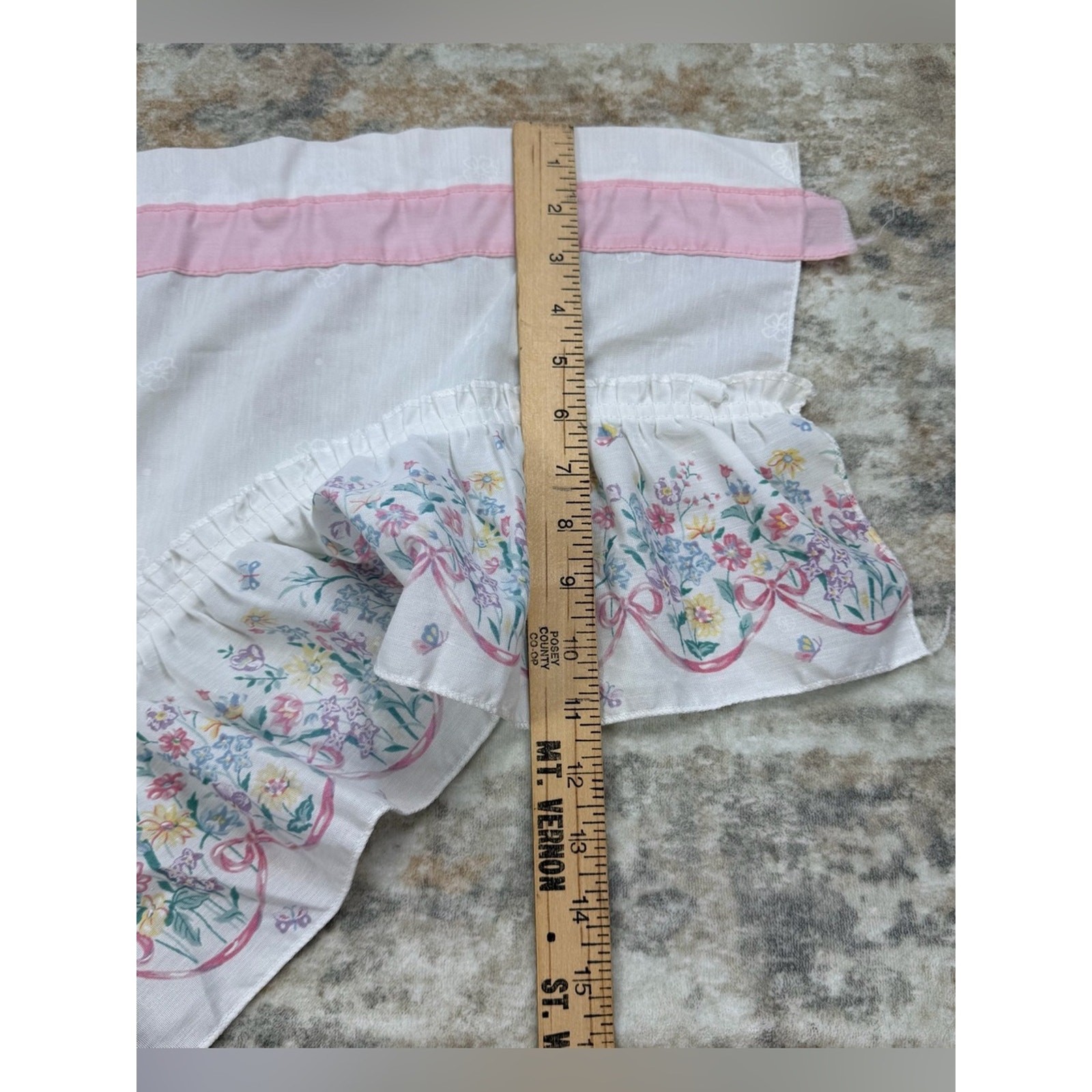 VTG Window Cafe Valance Shabby Chic Cottagecore Butterflies bows flowers