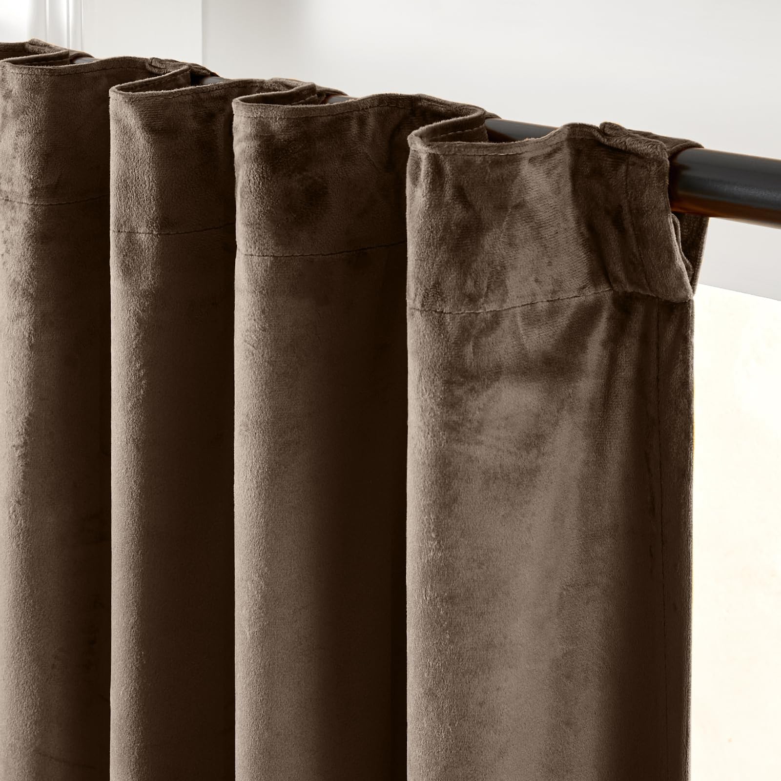 Dark Brown 84 Inch Long (52 x 84 Inch) Blackout Velvet Curtains Thermal Insul…
