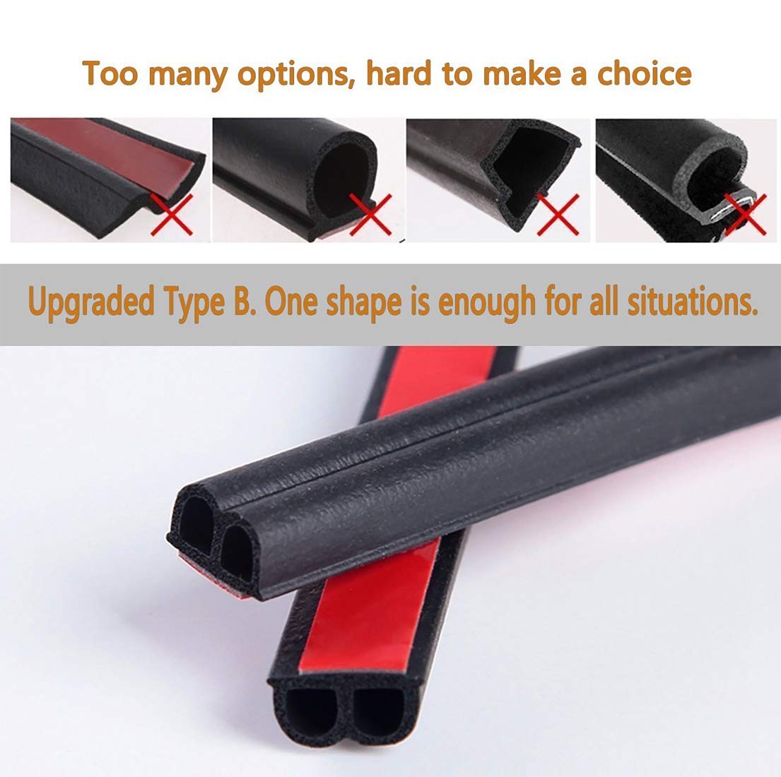 33Ft Universal Self Adhesive Weather Seal Strip for Car, 33 Feet Long, Black