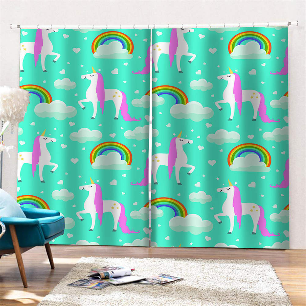 Colorful Fish Blue Big School Printing 3D Blockout Curtains Fabric Window