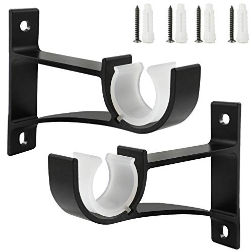 Sturdy Curtain Brackets – Rod Holders for 1 Inch, 1 1/8 Inch, and 1 1/4 2 Black