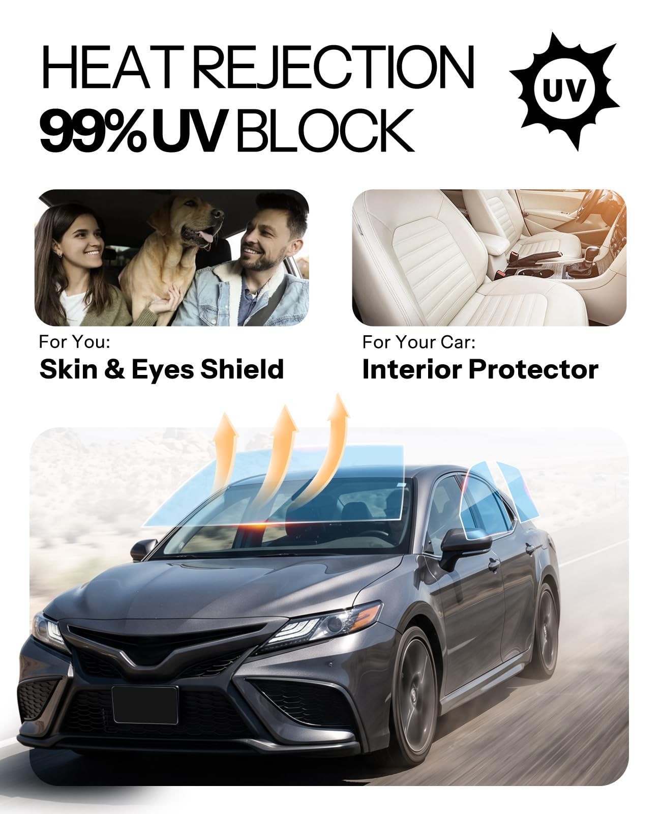 5% Window Tint Car with 5 Percent VLT 20 in x 20 Ft Privacy Ceramic Window Tint
