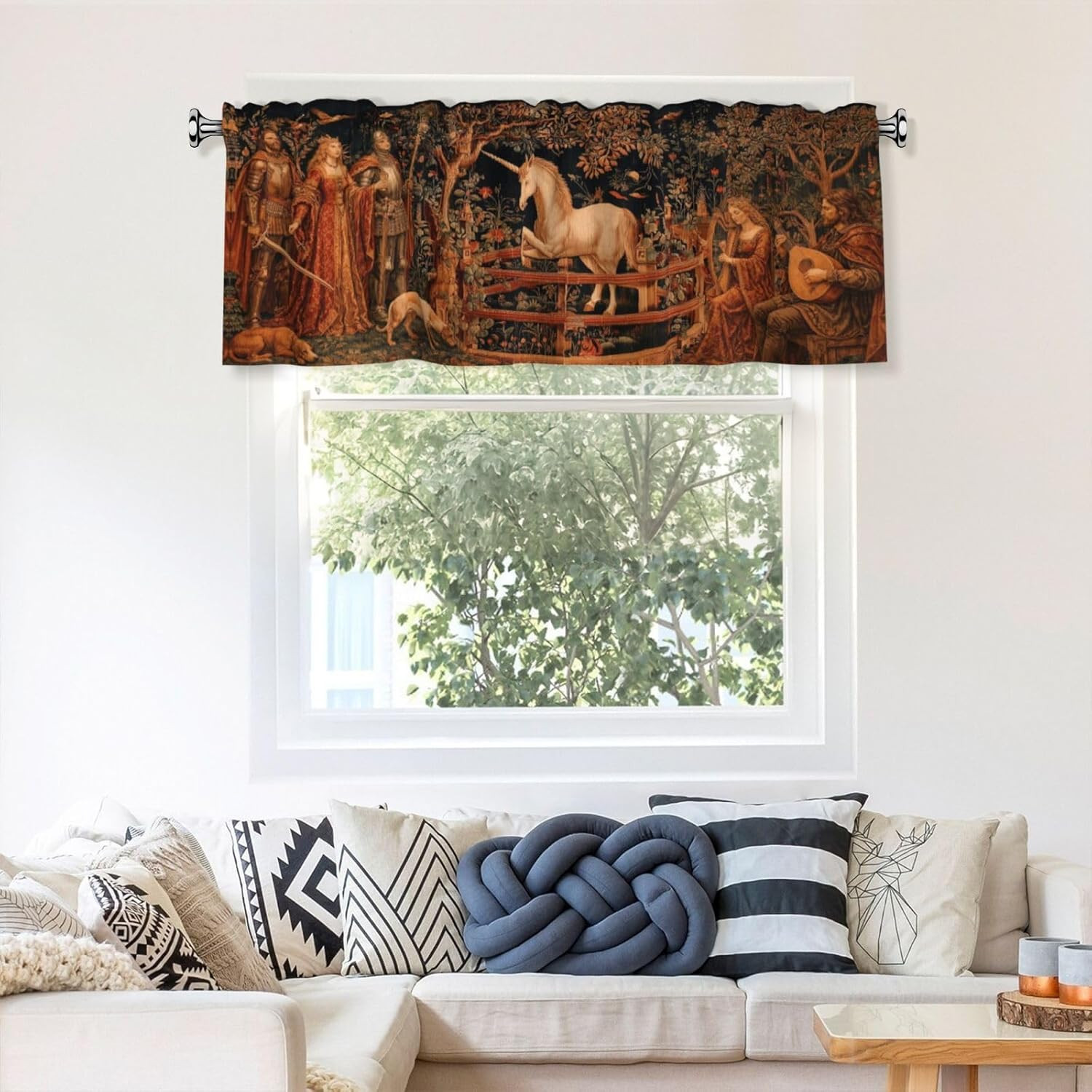 Medieval Tapestry Curtain Valance 54X18 Inches Window Treatment Rod Pocket Valan