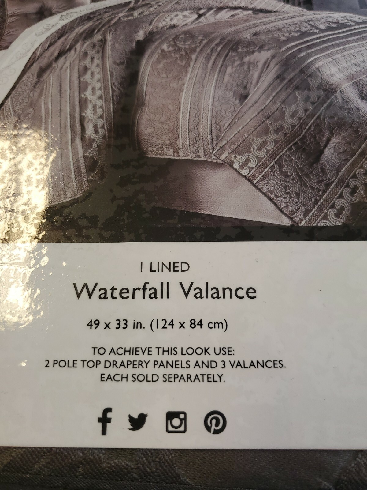Five Queens Court I Lined Waterfall Valance 49×33 In.