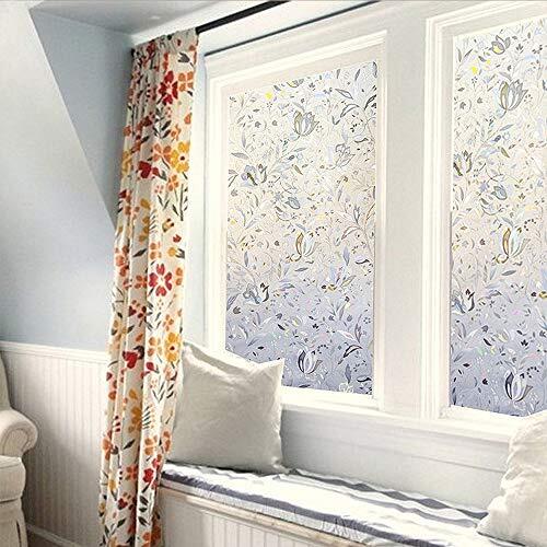 Window Film, Decorative Window Privacy Film, 3D Stained 17.5 x 78.7 Inch 3d