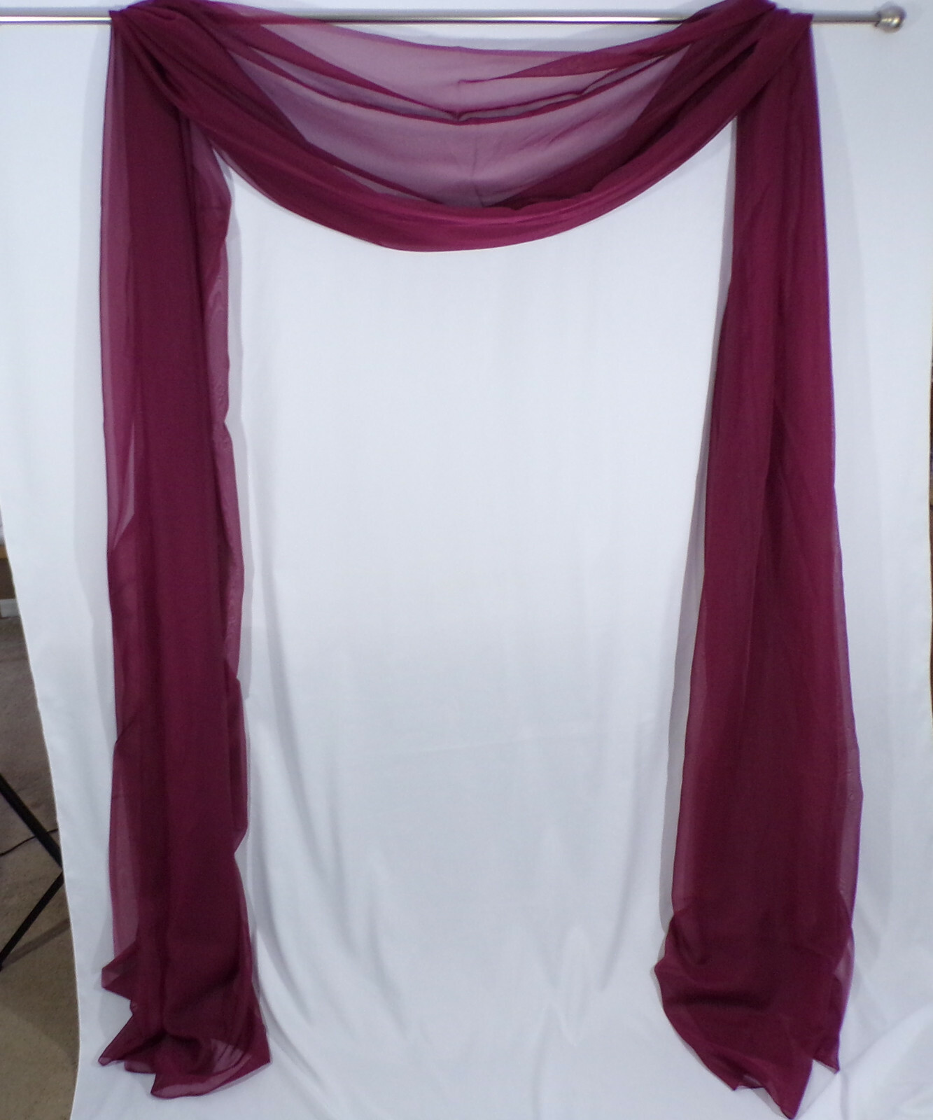 Vintage Window Scarf Panel 216″ x 58″ Classic Burgundy Polyester Sheer D22