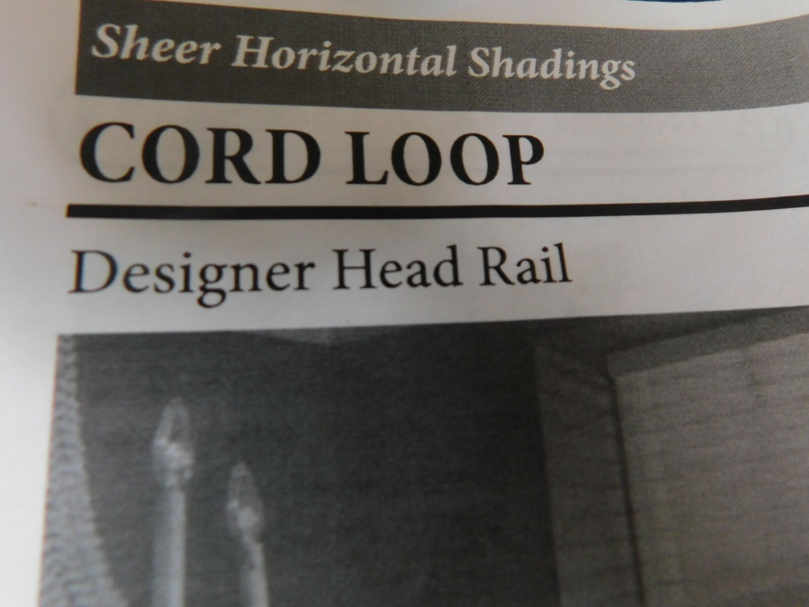 White Sheer Horizontal Shading Cord Loop Designer Head Rail 26”x57”