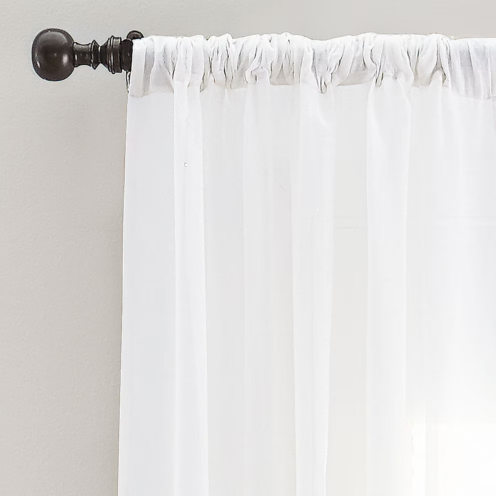 Ballard Designs Linen Sheer Drapery Panel – White…